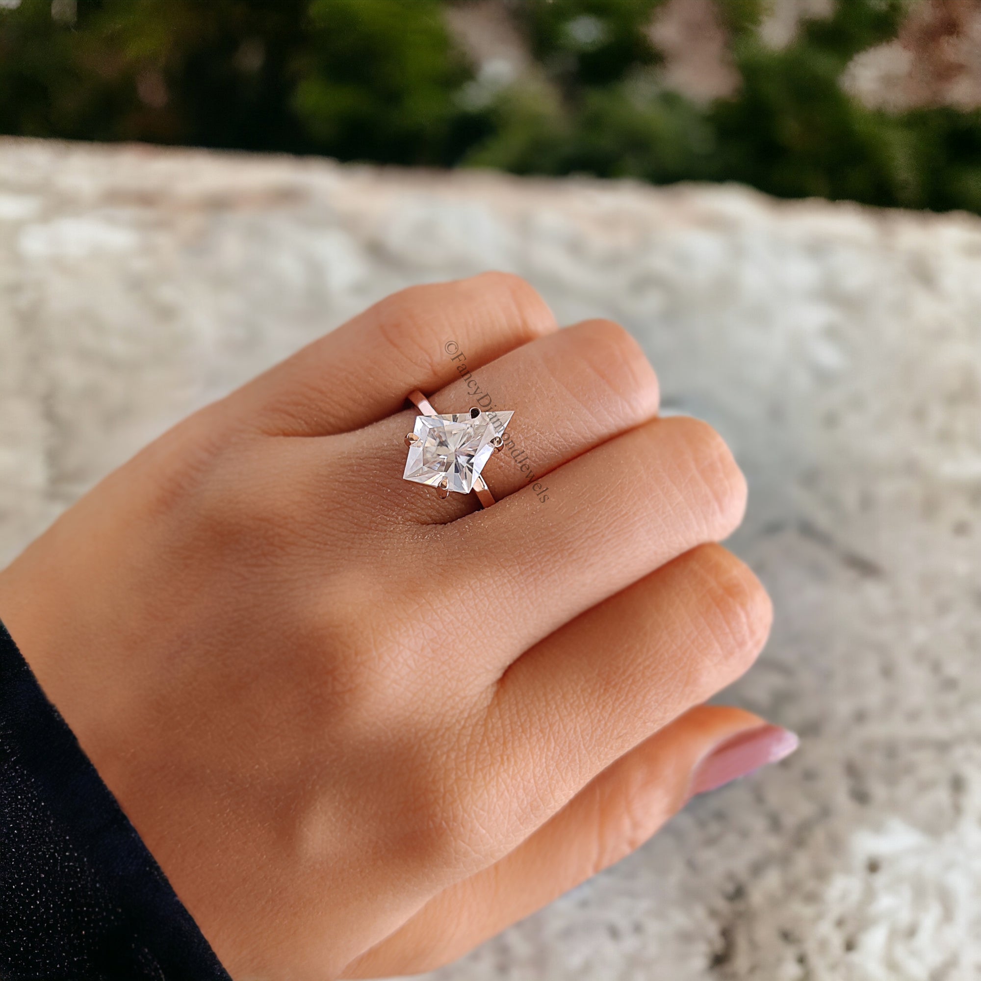 2.35 CT Kite Shape Colorless Moissanite Ring Antique Shape Tab Prong Engagement Ring Prong Set Wedding Ring Anniversary Gift For Her FD158