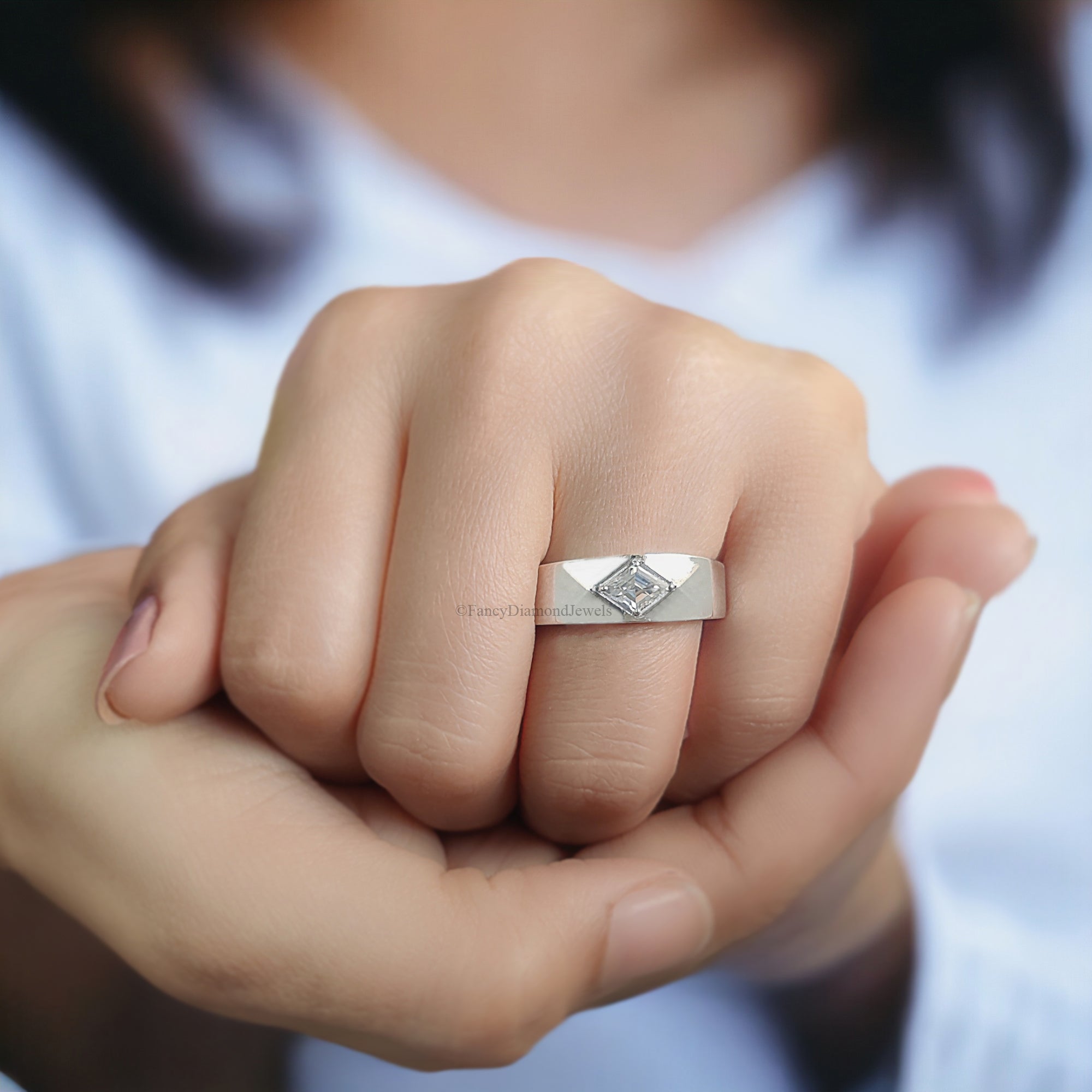 0.50 Kite Shape Moissanite Band Colorless Kite Band Antique Shape Engagement Band Prong Set Wedding Band Anniversary Gift For Her FD118