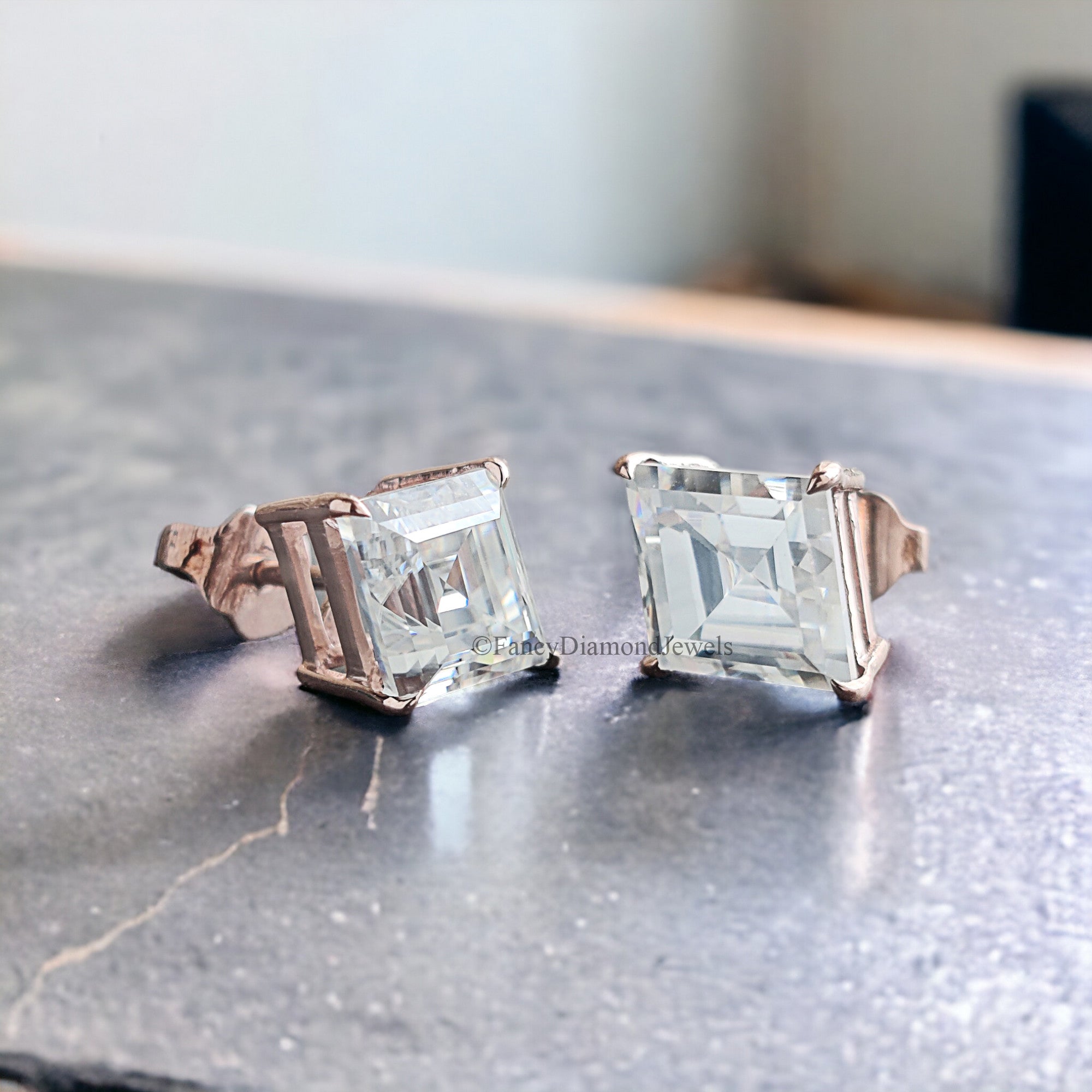 Moissanite Stud Earrings Kite Cut Moissanite Wedding Earrings 3.40 TCW Colorless Moissanite Kite Screw Back Earrings Gift For Women FD217