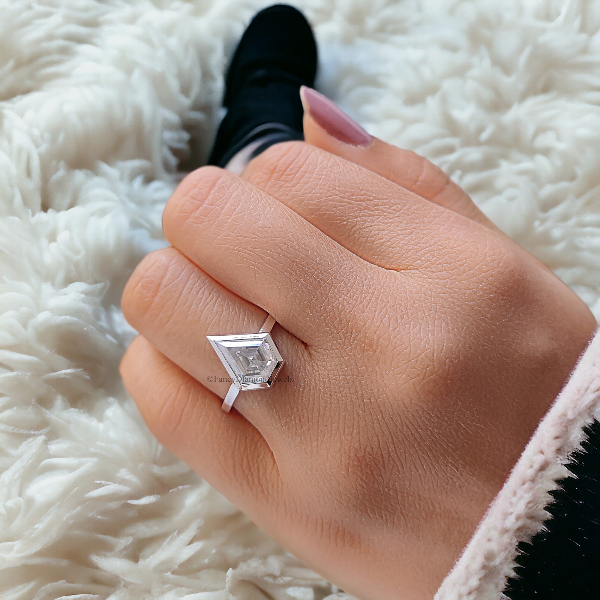 2.30 CT Shield Shape Moissanite Engagement Ring Colorless Moissanite Ring Bezel Set Wedding Ring Unique Moissanite Ring Gift for Her FD47