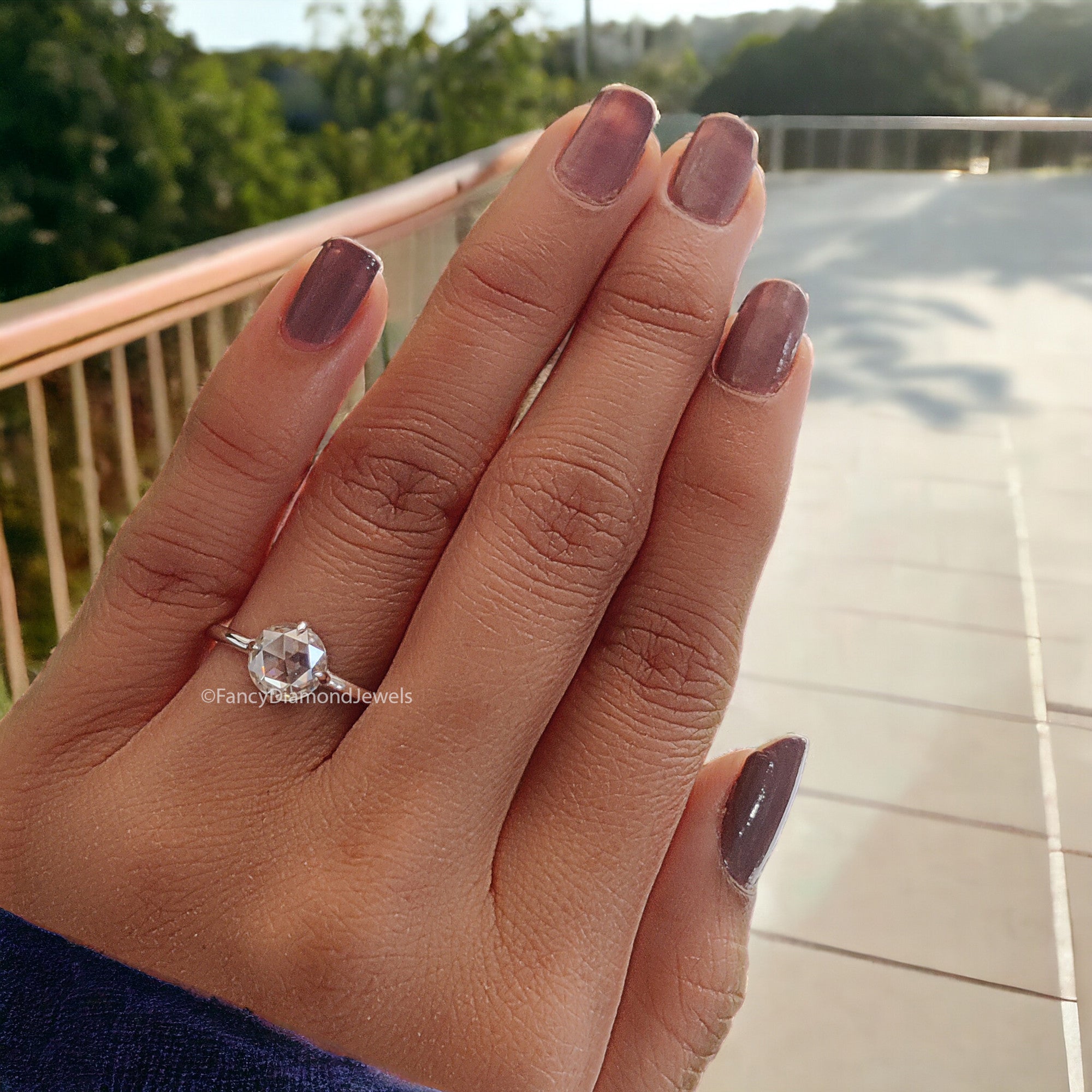 1.00 CT Round Rose Cut Colorless Moissanite Pointed Prong Simple Solitaire Engagement Ring Wedding Ring Anniversary Ring Bridal Ring FD22