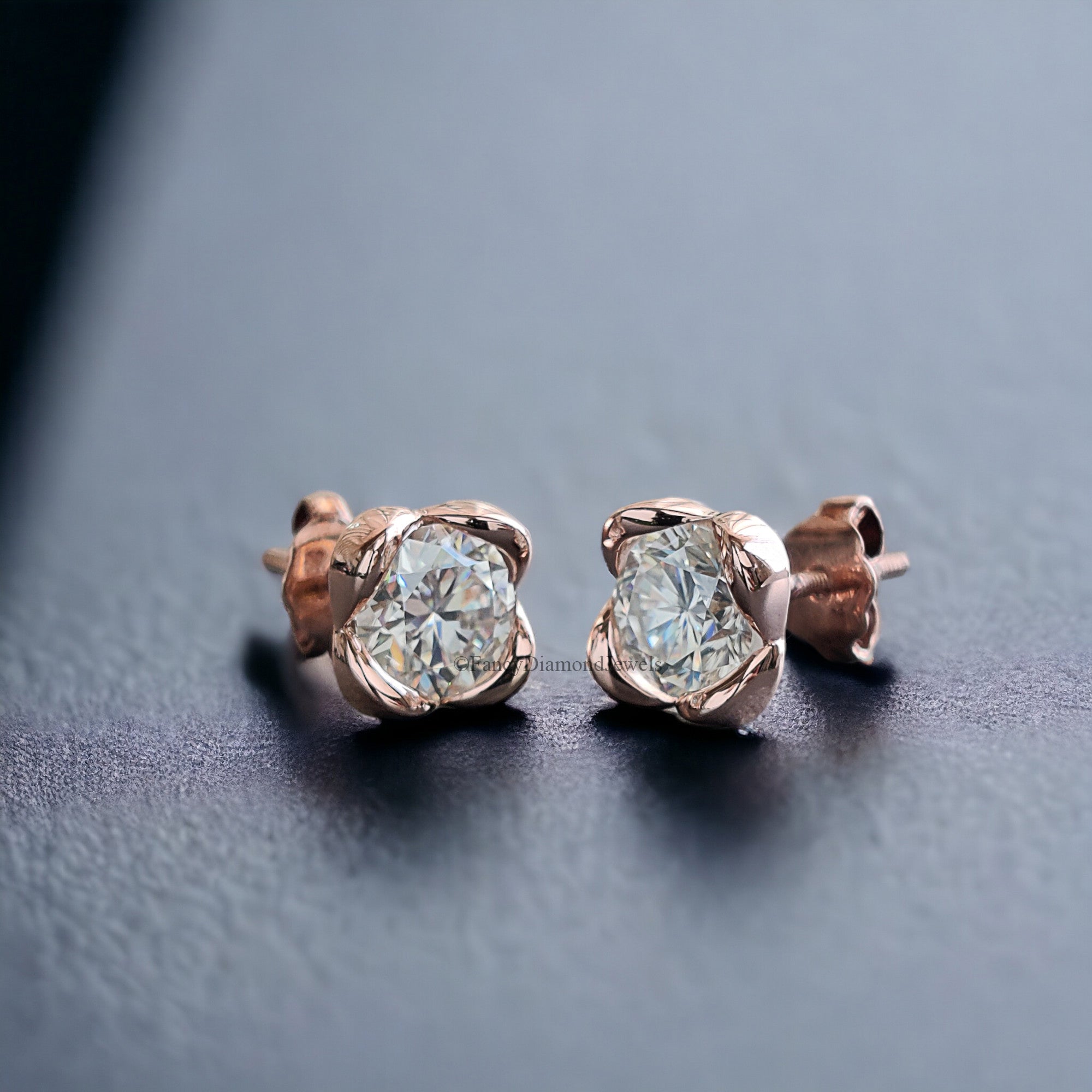 Round Brilliant Cut Earrings Colorless Moissanite Stud Earrings Screw Back Earrings Wedding Earrings Round Studs Earrings for Her FD144