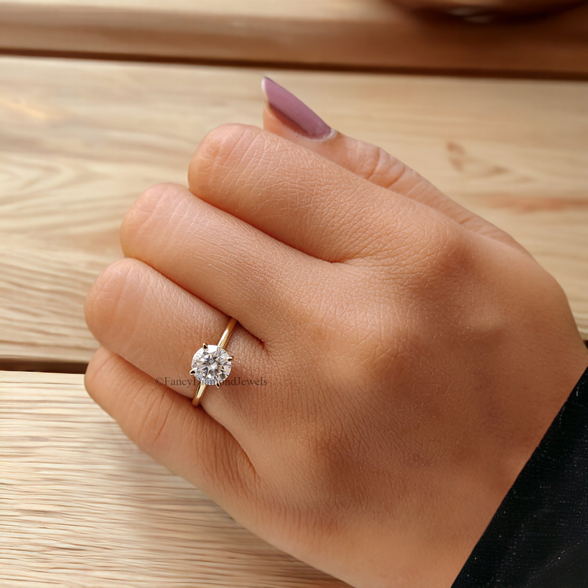 Round Moissanite Ring 925 Sterling Silver Moissanite Ring Wedding Engagement Ring Solitaire Moissanite Ring Moissanite Solid Gold Ring FD81