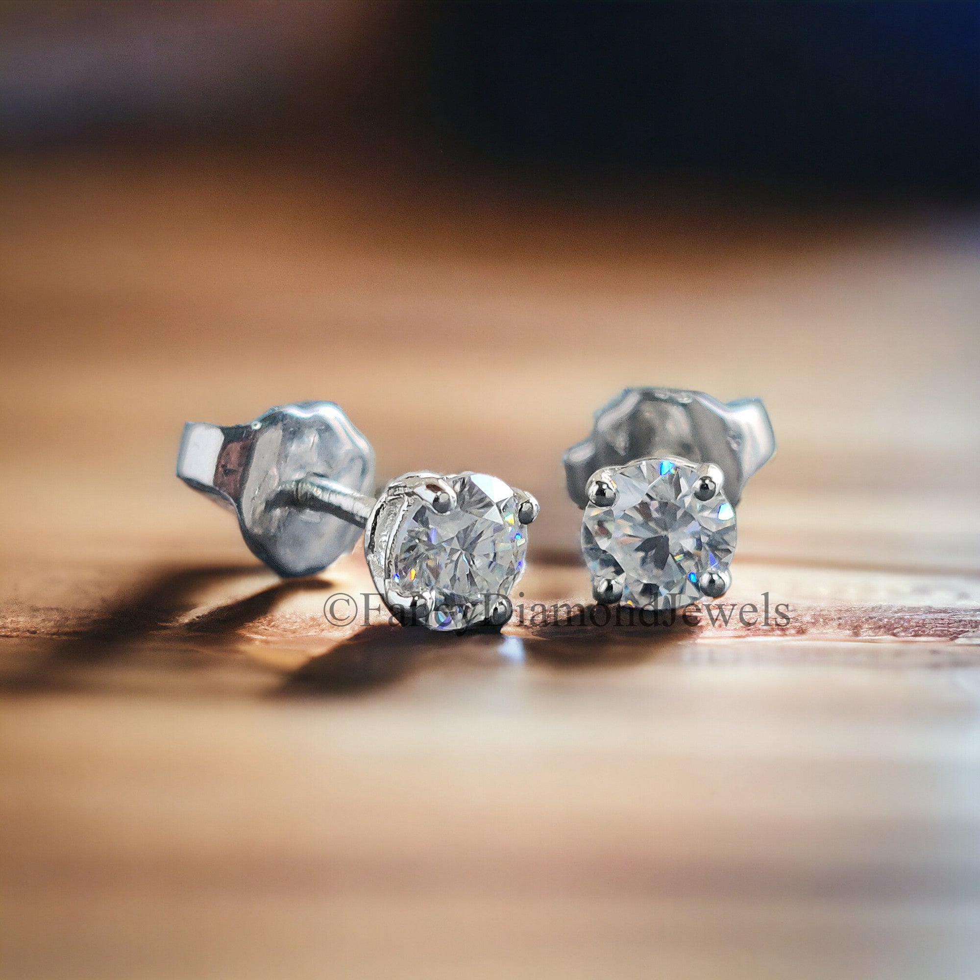 4 MM Round Brilliant Cut Earrings Colorless Moissanite Stud Earrings Screw Back Earrings Wedding Earrings Round Studs Earrings for Her FD18