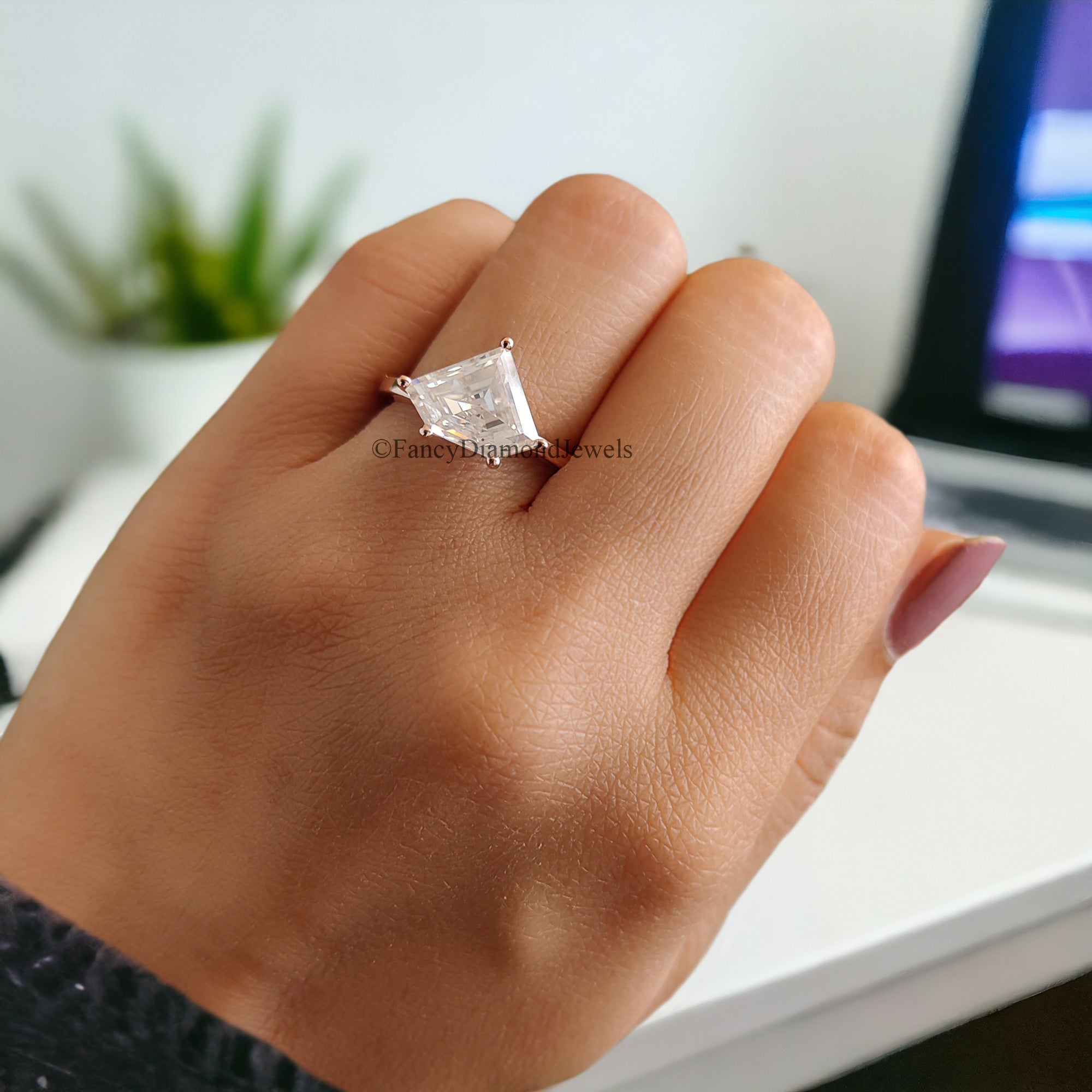 2.50 CT Shield Shape Moissanite Engagement Ring Colorless Moissanite Ring Prong Set Wedding Ring Unique Moissanite Ring Gift for Her FD75