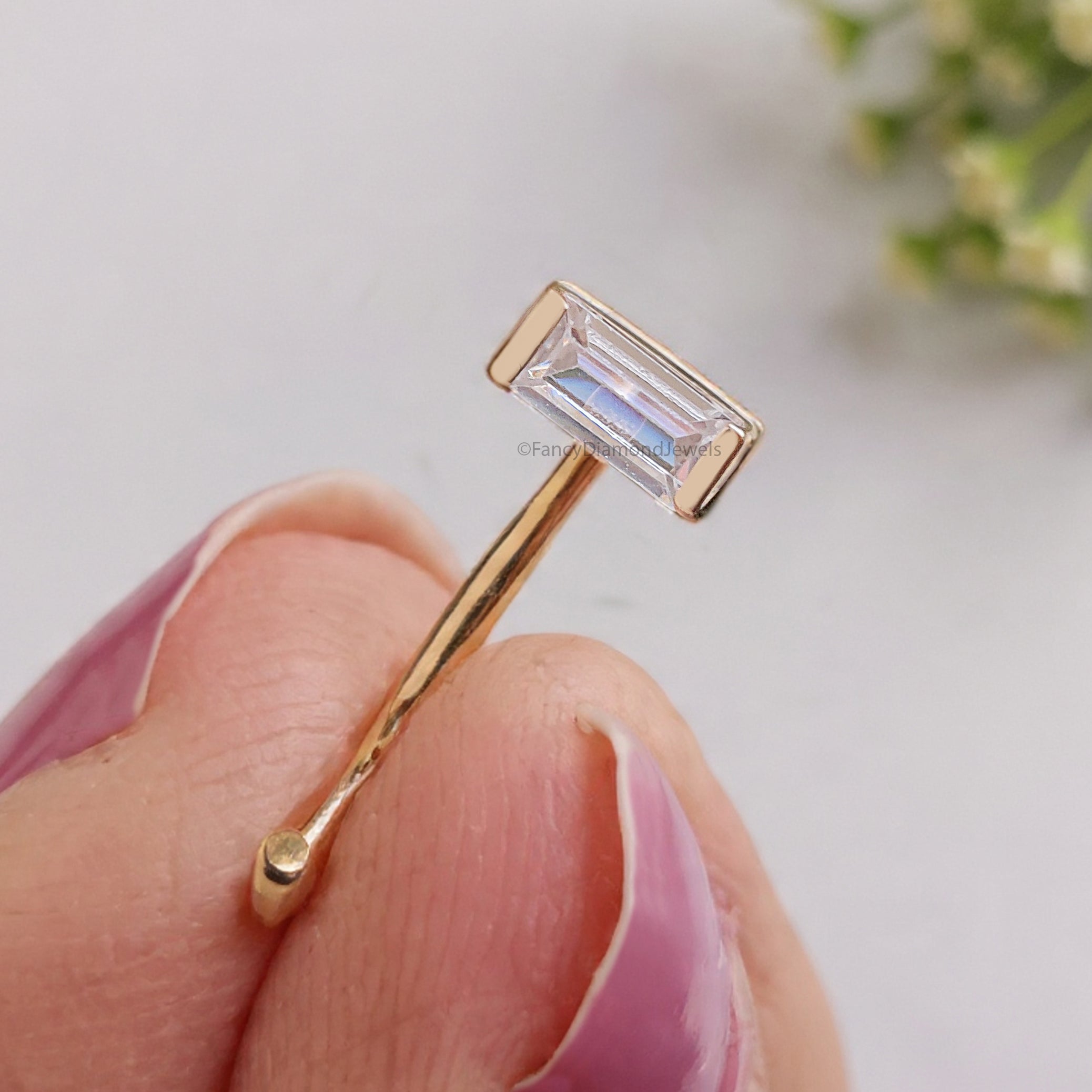 Tiny Baguette Hoops Earring Open Hoop Earrings Baguette Diamond Earrings Minimalist Earrings Classic and beautifully matched Earrings FD478