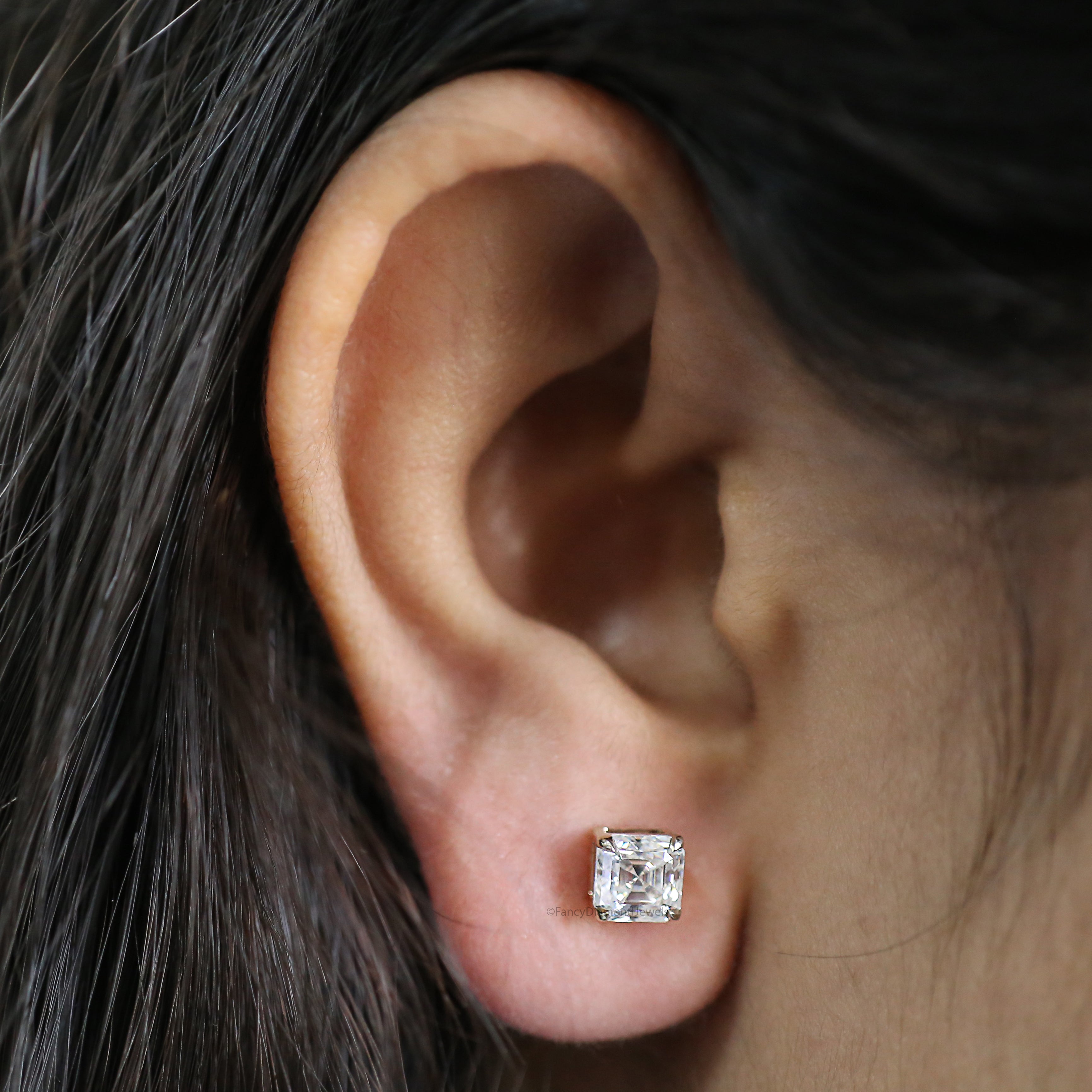 Asscher Cut Lab Grown Diamond Earrings Asscher Diamond Stud Earrings Screw Back Earrings Asscher Diamond Wedding Earrings Gift for Her FD479