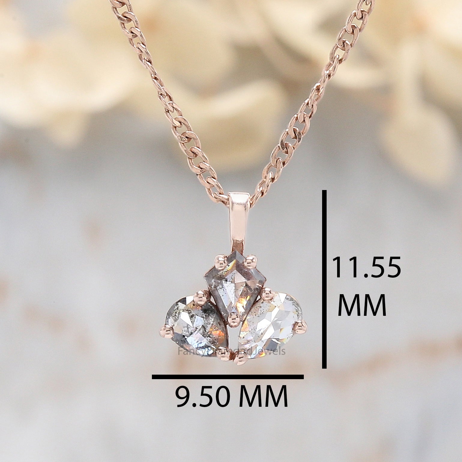 Mix Shape Salt And Pepper Diamond Pendant, Unique Diamond Pendant, Salt And Pepper Diamond Pendant, Dangling Diamond Pendant, KDL1972