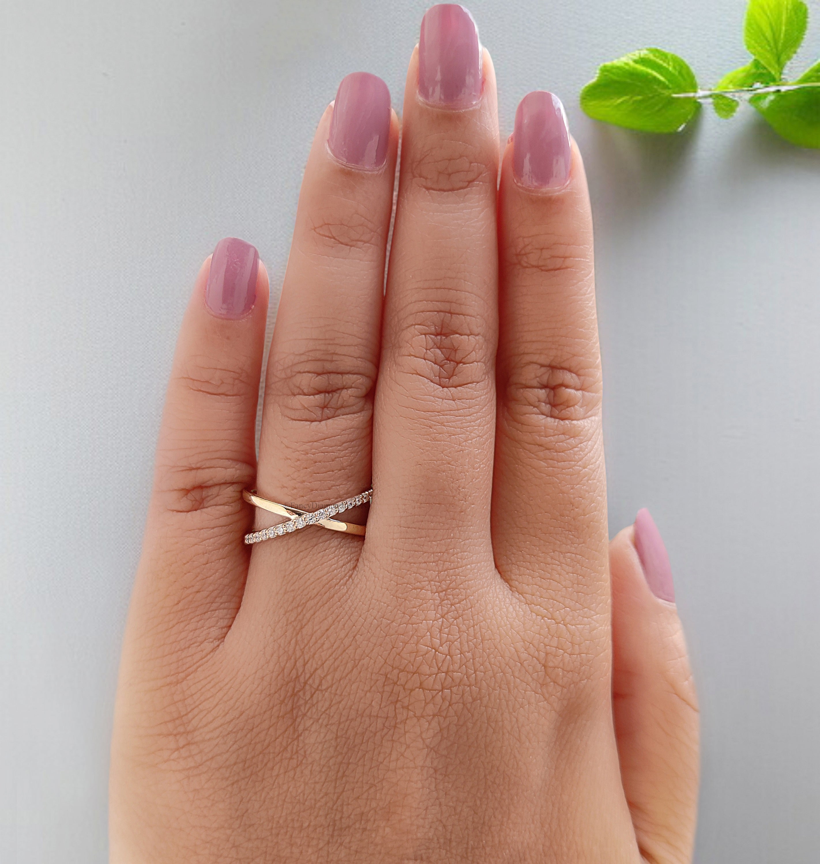 Natural Round Diamond Cross Ring Silver/10K/14K/18K Band 0.17 CT Diamond Crossed Yellow Gold Diamond Anniversary Ring Gift For Her FD461