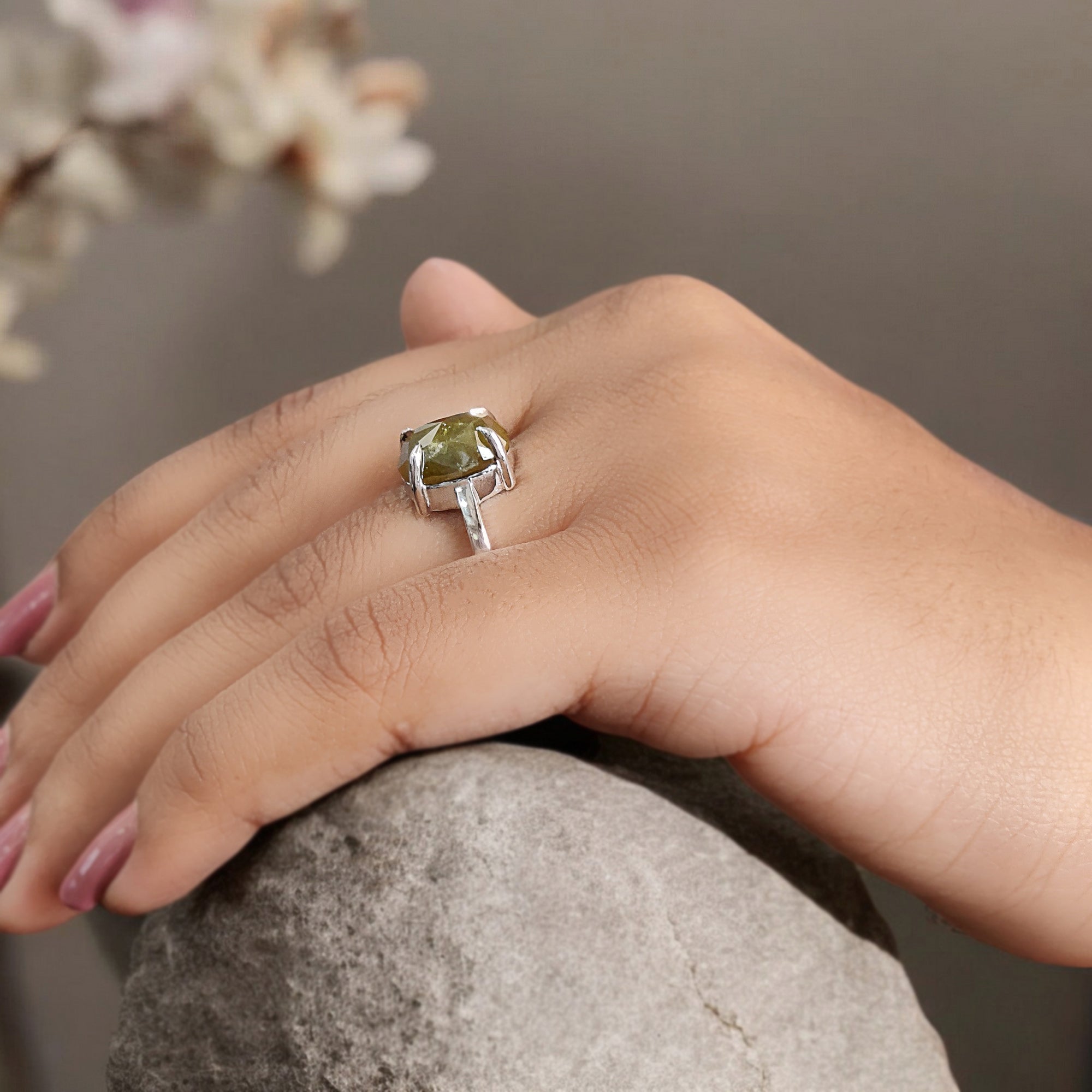 Oval Shape Yellow Color Diamond Ring 5.01 Ct 11.40 MM Oval Cut Diamond Ring 14K Solid White Gold Silver Engagement Ring Gift For Her QL8645