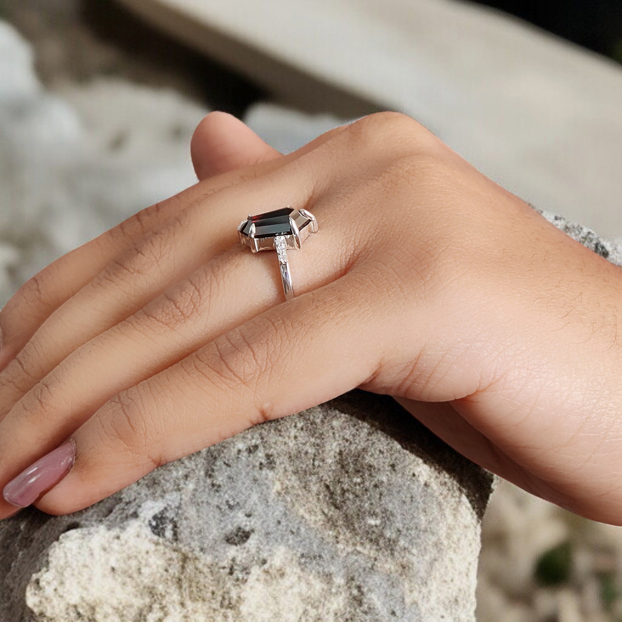 Shield Cut Brown Color Diamond Ring 1.84 Ct 11.55 MM Shield Diamond Ring 14K Solid White Gold Silver Engagement Ring Gift For Her QL1872