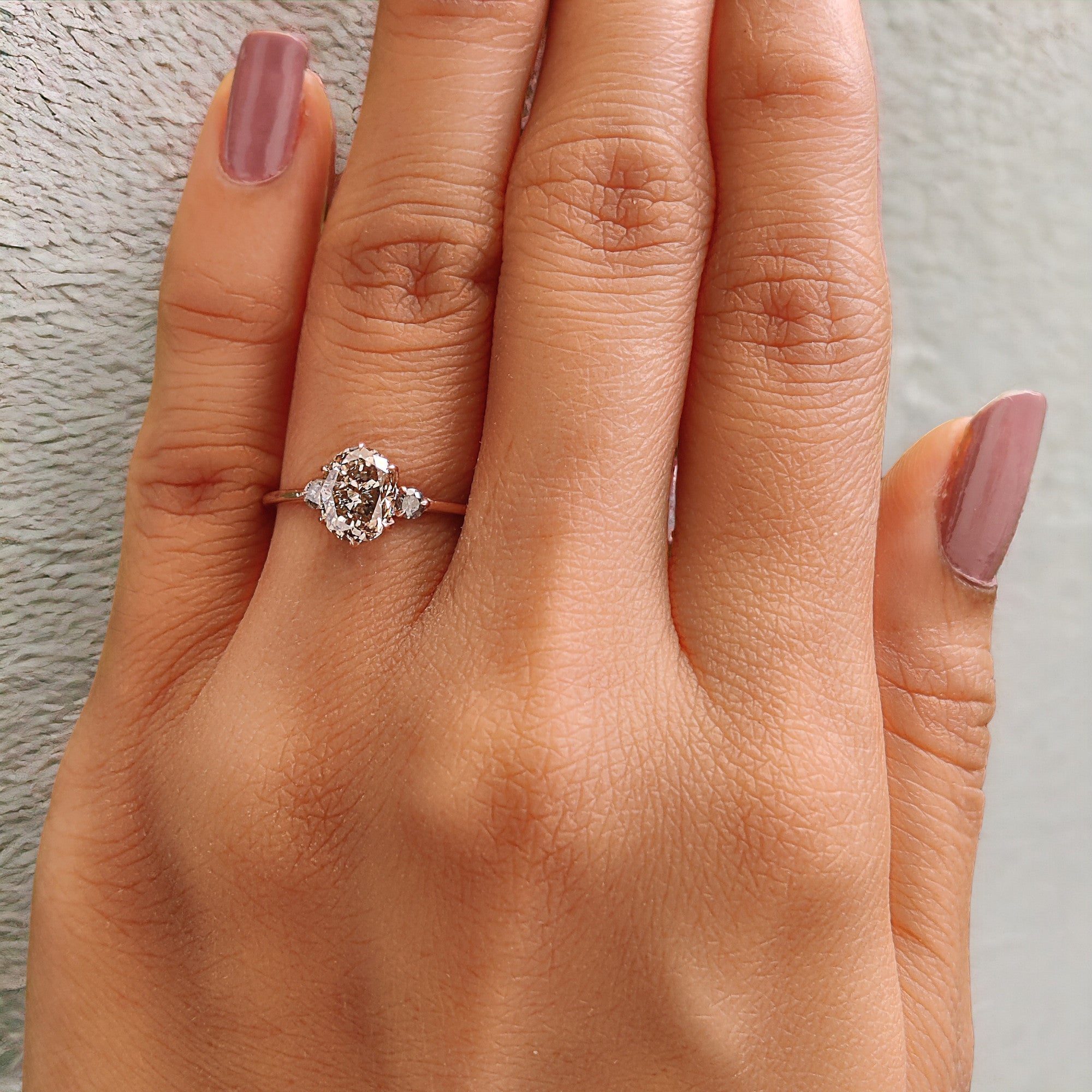 Oval Cut Salt And Pepper Diamond Ring 1.12 Ct 7.00 MM Oval Diamond Ring 14K Solid Rose Gold Silver Oval Engagement Ring Gift For Her QL2607