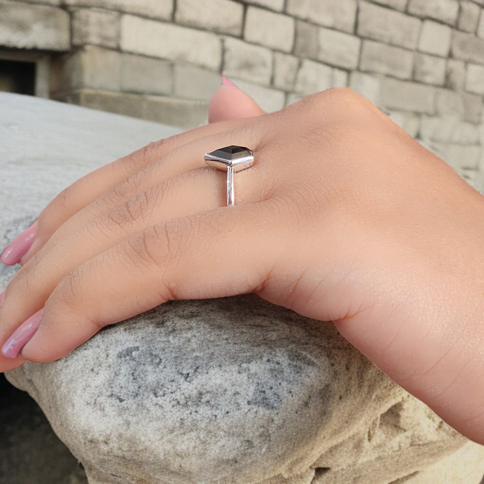 Shield Shape Brown Color Diamond Ring 1.04 Ct 8.65 MM Shield Diamond Ring 14K Solid White Gold Silver Engagement Ring Gift For Her QL1756