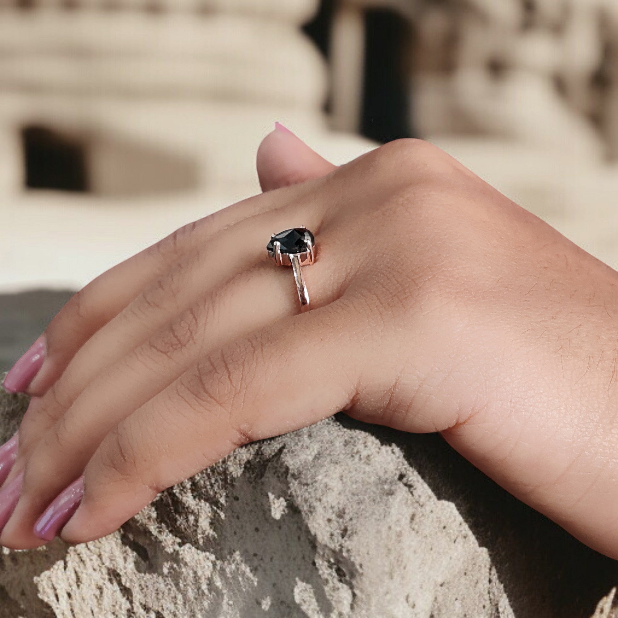 IGI Certified Pear Black Color Diamond Ring 1.34 Ct 7.75 MM Pear Diamond Ring 14K Solid Rose Gold Silver Engagement Ring Gift For Her QL9380