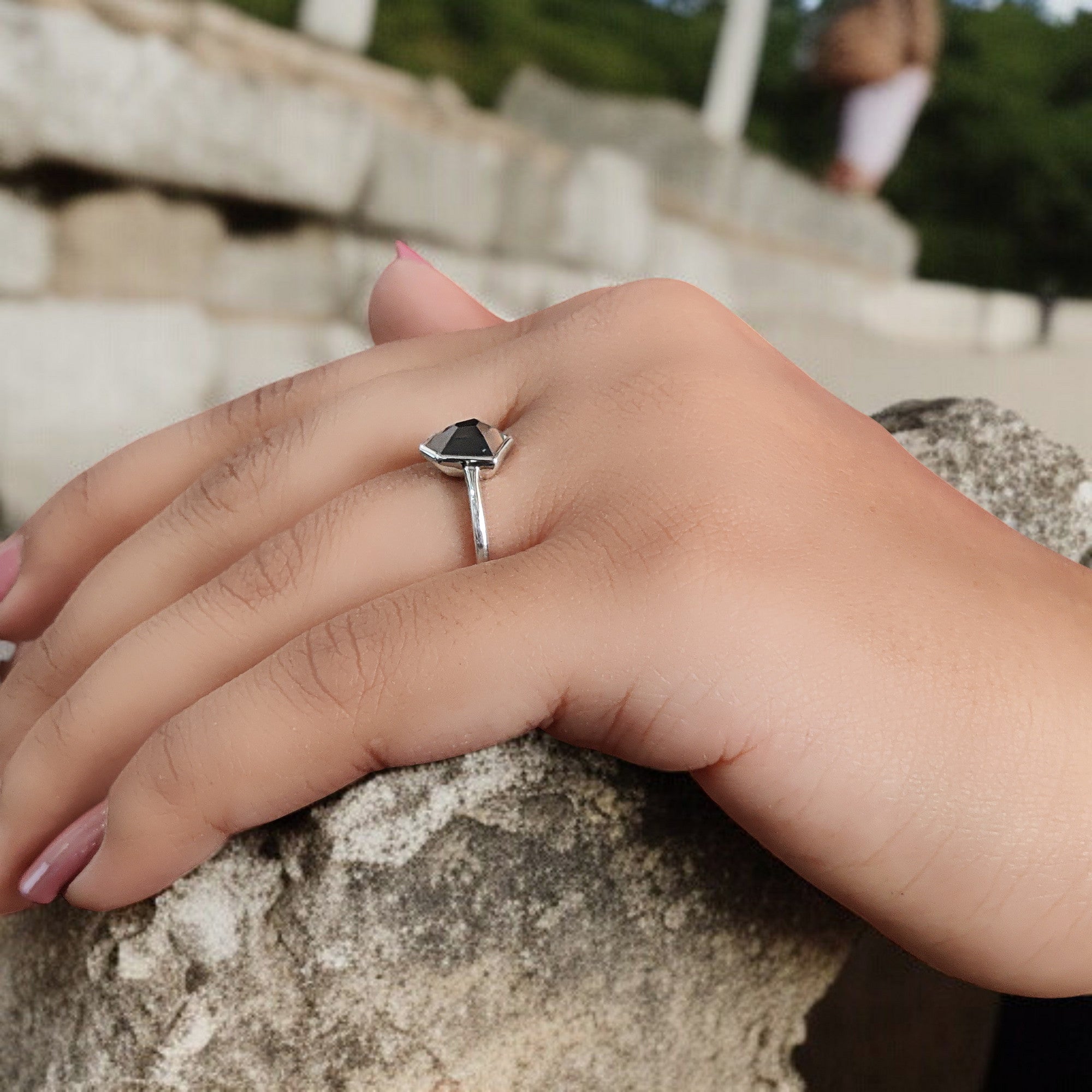 Shield Brown Color Diamond Ring 1.29 Ct 8.25 MM Shield Cut Diamond Ring 14K Solid White Gold Silver Engagement Ring Gift For Her QL1796