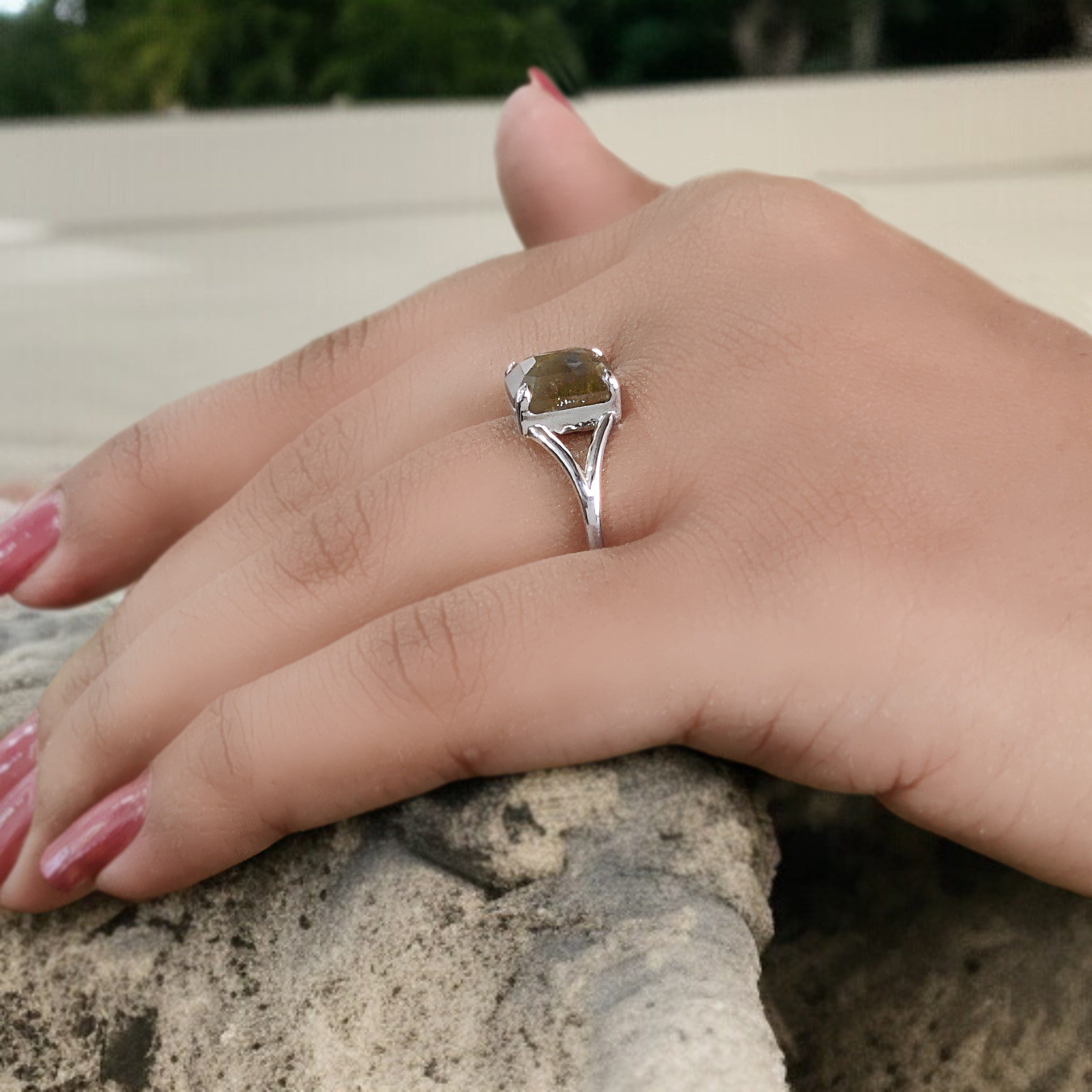 Emerald Cut Yellow Color Diamond Ring 2.77 Ct 8.90 MM Emerald Diamond Ring 14K Solid Rose Gold Silver Engagement Ring Gift For Her QN153