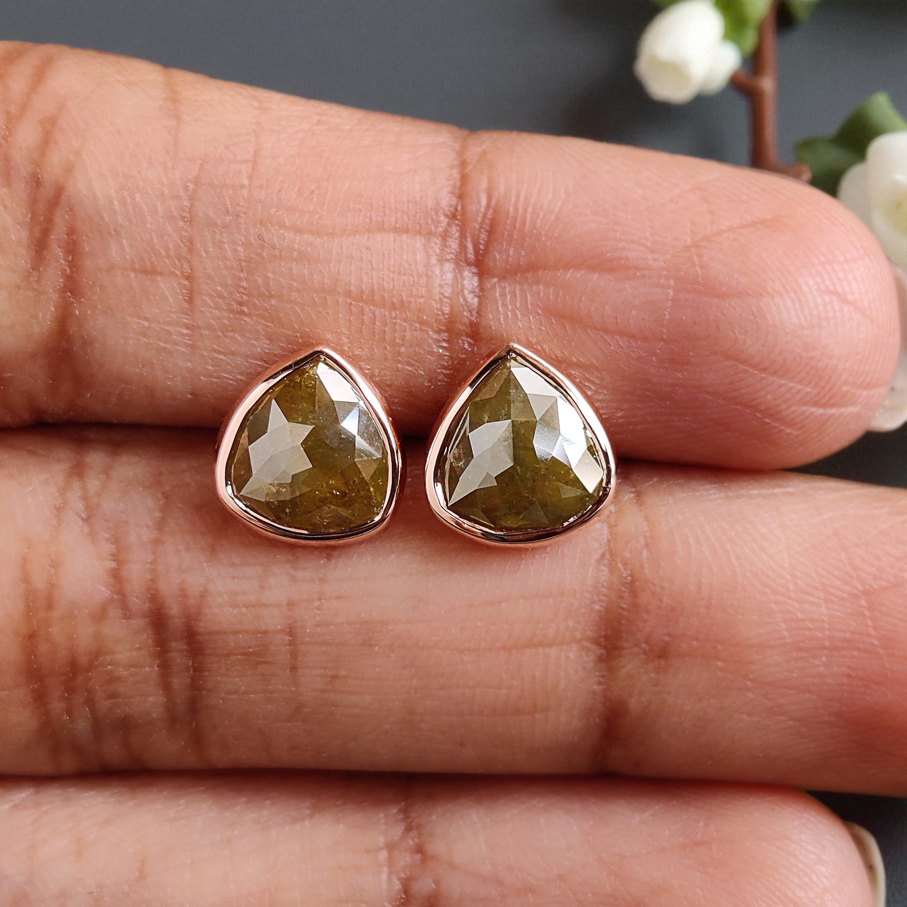 Pear Cut Yellow Color Diamond Earring 2.26 Ct 7.90 MM Pear Diamond Earring 14K Solid Rose Gold Silver Pear Cut Earring Gift For Her KDN7025