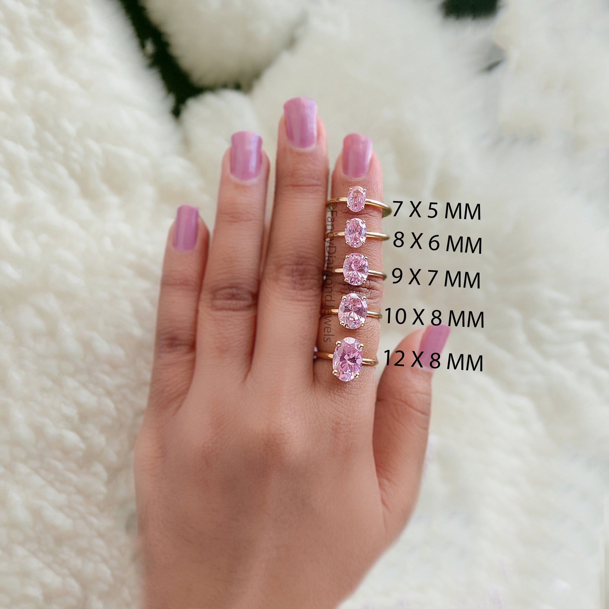 Oval Pink Diamond engagement ring 12mm 10mm 9mm 8mm 7mm stone ring Simulant Ring Solitaire ring Diamond ring Silver ring Gift for her FD312