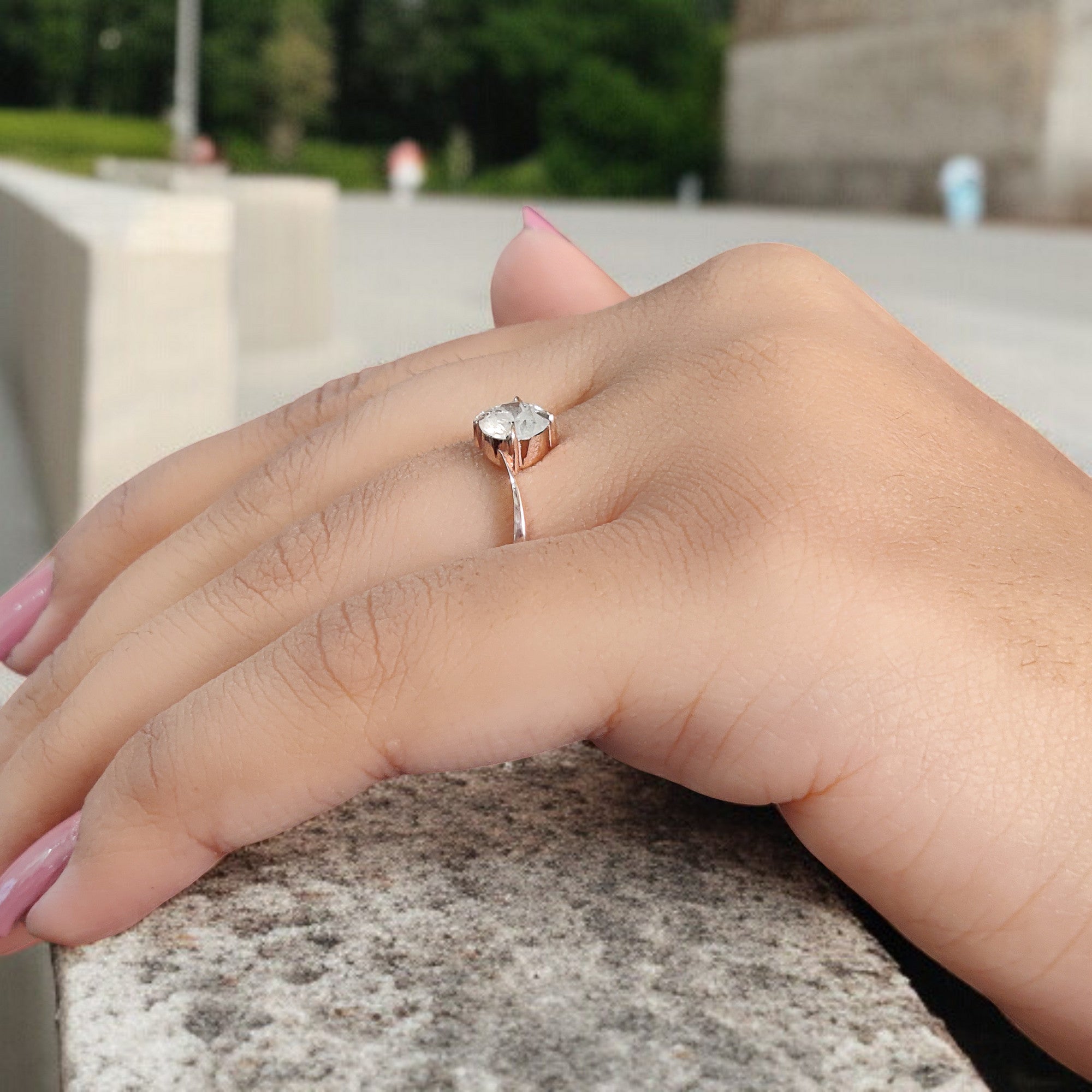 Round Cut White Color Diamond Ring 0.73 Ct 5.85 MM Round Shape Diamond Ring 14K Rose Gold Silver Round Engagement Ring Gift For Her QL347
