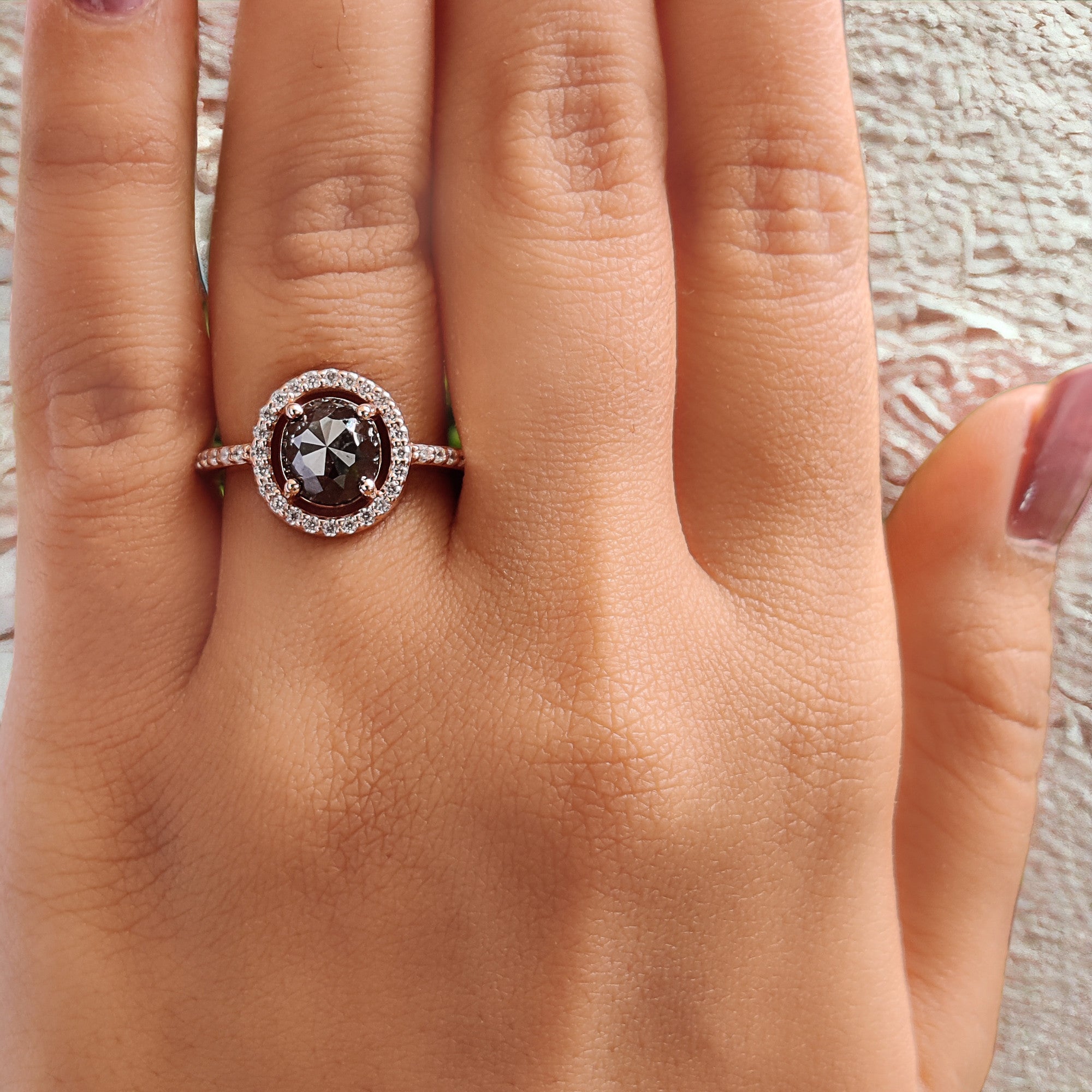 Oval Shape Black Color Diamond Ring 1.88 Ct 7.60 MM Oval Cut Diamond Ring 14K Solid Rose Gold Silver Engagement Ring Gift For Her QK1713