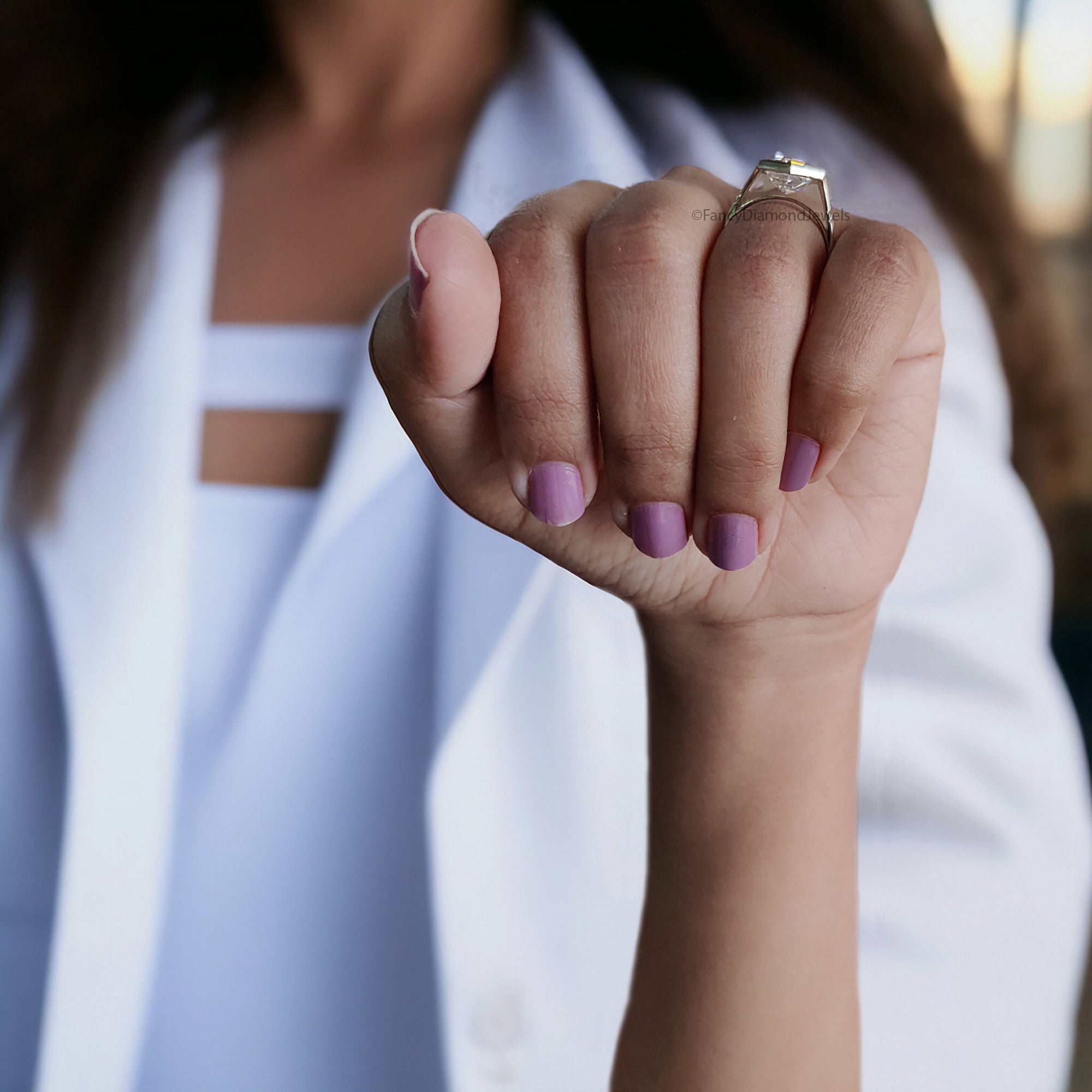 3.20 CT Elongated Hexagon Cut Moissanite Engagement Ring Yellow Gold Ring Bezel Set Art Deco Bridal Promise Anniversary Gift For Her FD316