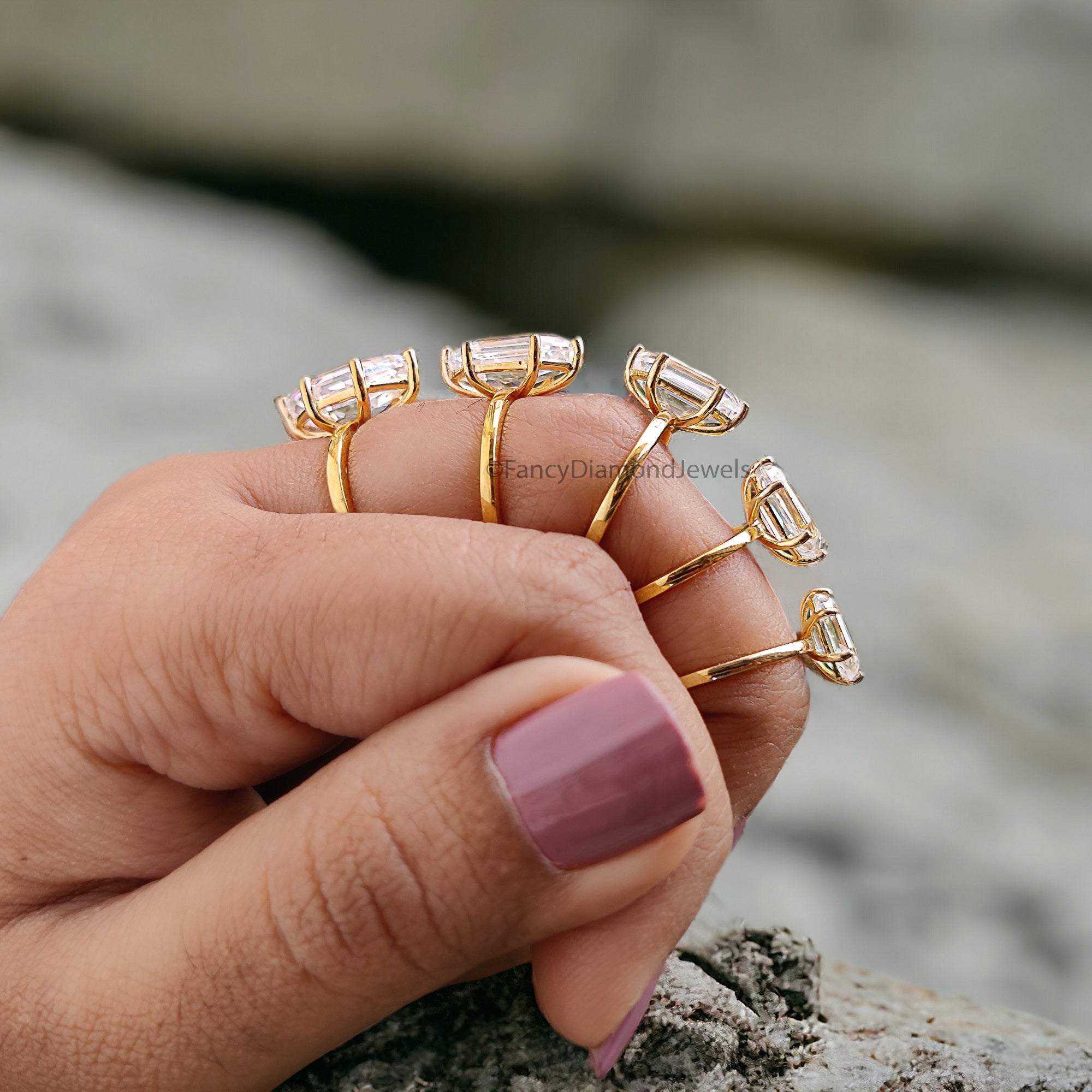 Hexagon Cut Engagement ring 8mm 10mm 11mm 13mm 14mm Stone Ring Silver Promise Ring Hexagon Cut Diamond Solitaire Ring Gift For Her FD292