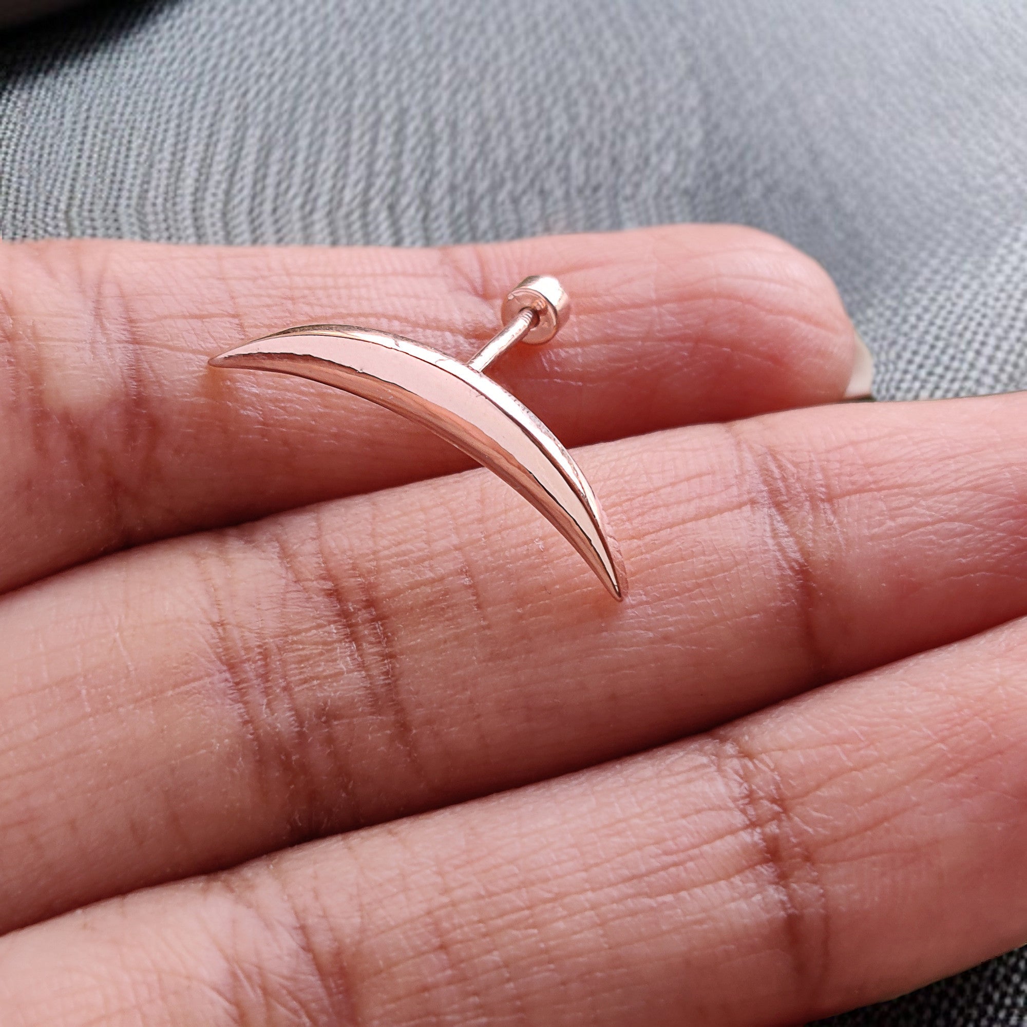 Cartilage Earring Crescent Moon Helix Earring Silver Minimalist Stud Piercing Dainty Jewelry Ear Cuff Earring Rose Gold Ear Cuff FD328