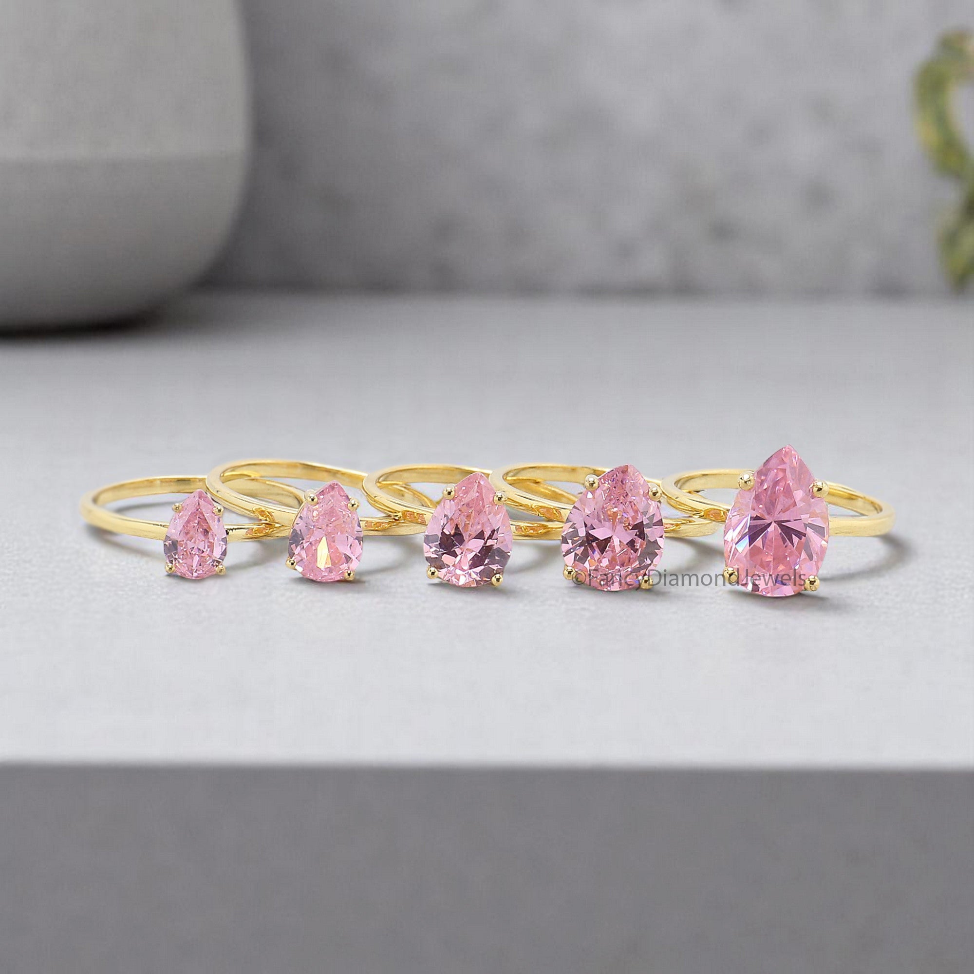 Pear Pink Tourmaline engagement ring 12mm 10mm 9mm 8mm 7mm stone ring Simulant Solitaire ring Diamond ring Silver ring Gift for her FD352