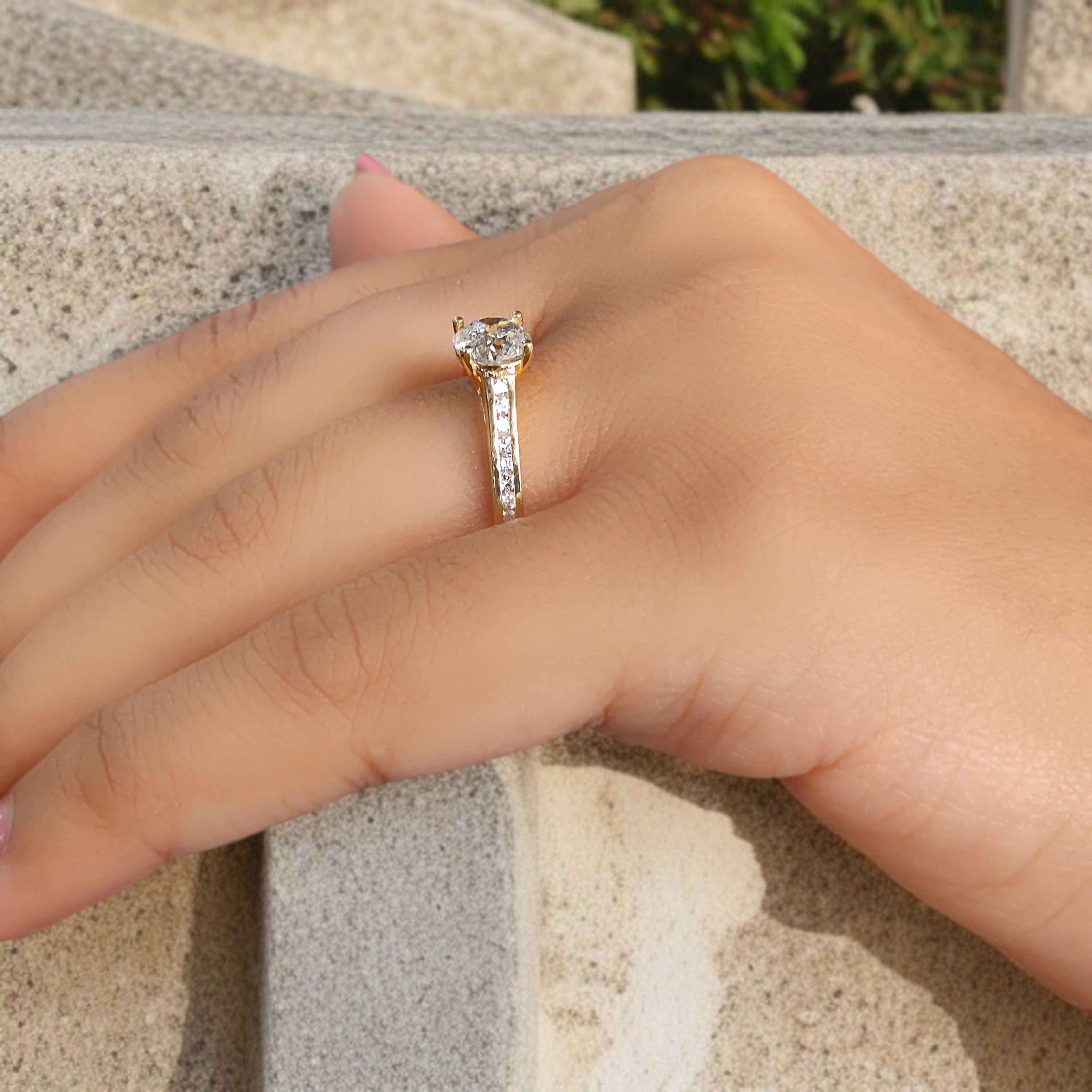 Round White-F Color Diamond Ring 0.97 Ct 6.05 MM Round Shape Diamond Wedding Ring Channel Setting Band Engagement Ring Gift For Her KDL2645