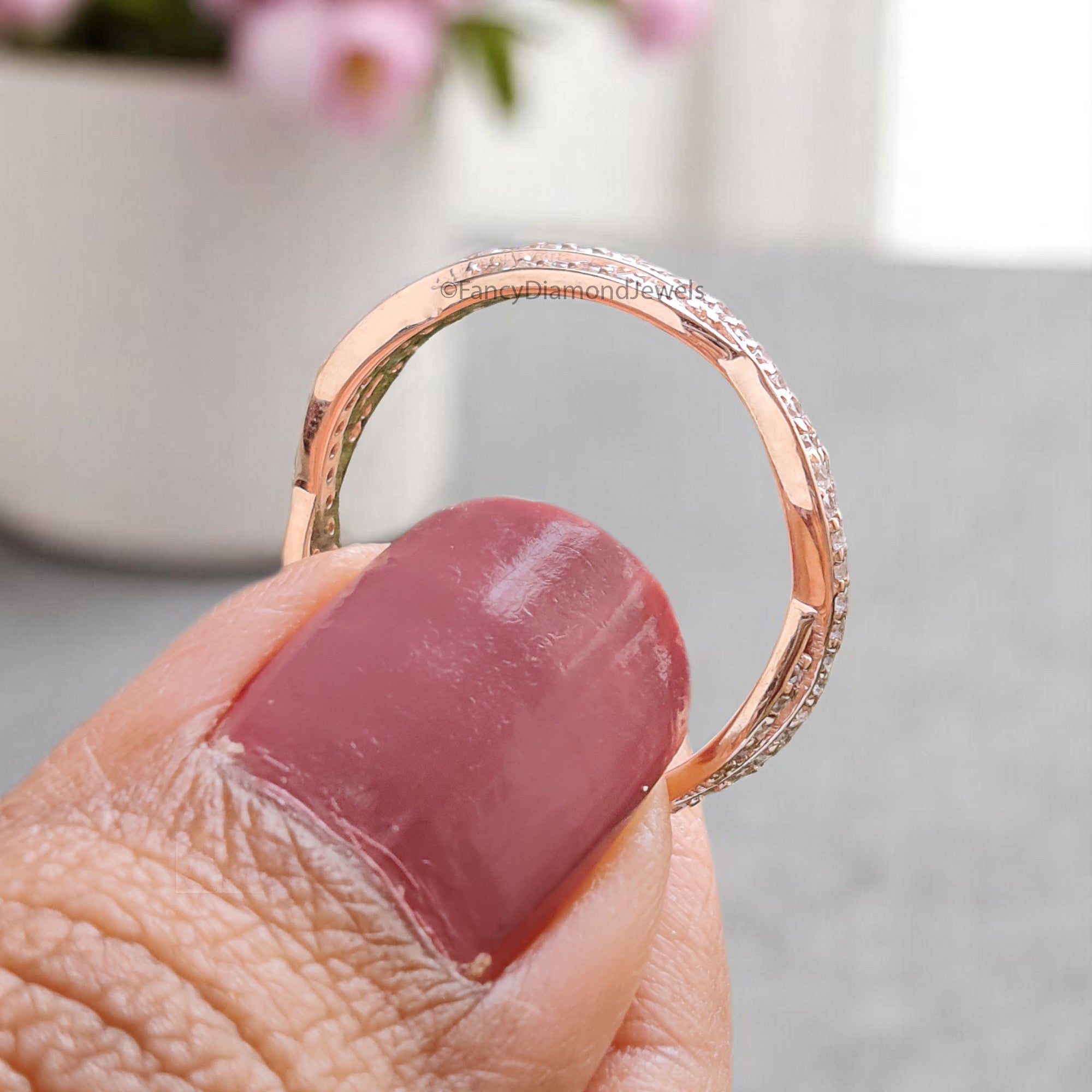 14k Solid Gold 1.00 MM Diamond Wedding Band Full Eternity Minimalist Ring stacking dainty matching anniversary ring Gift For Her KD912