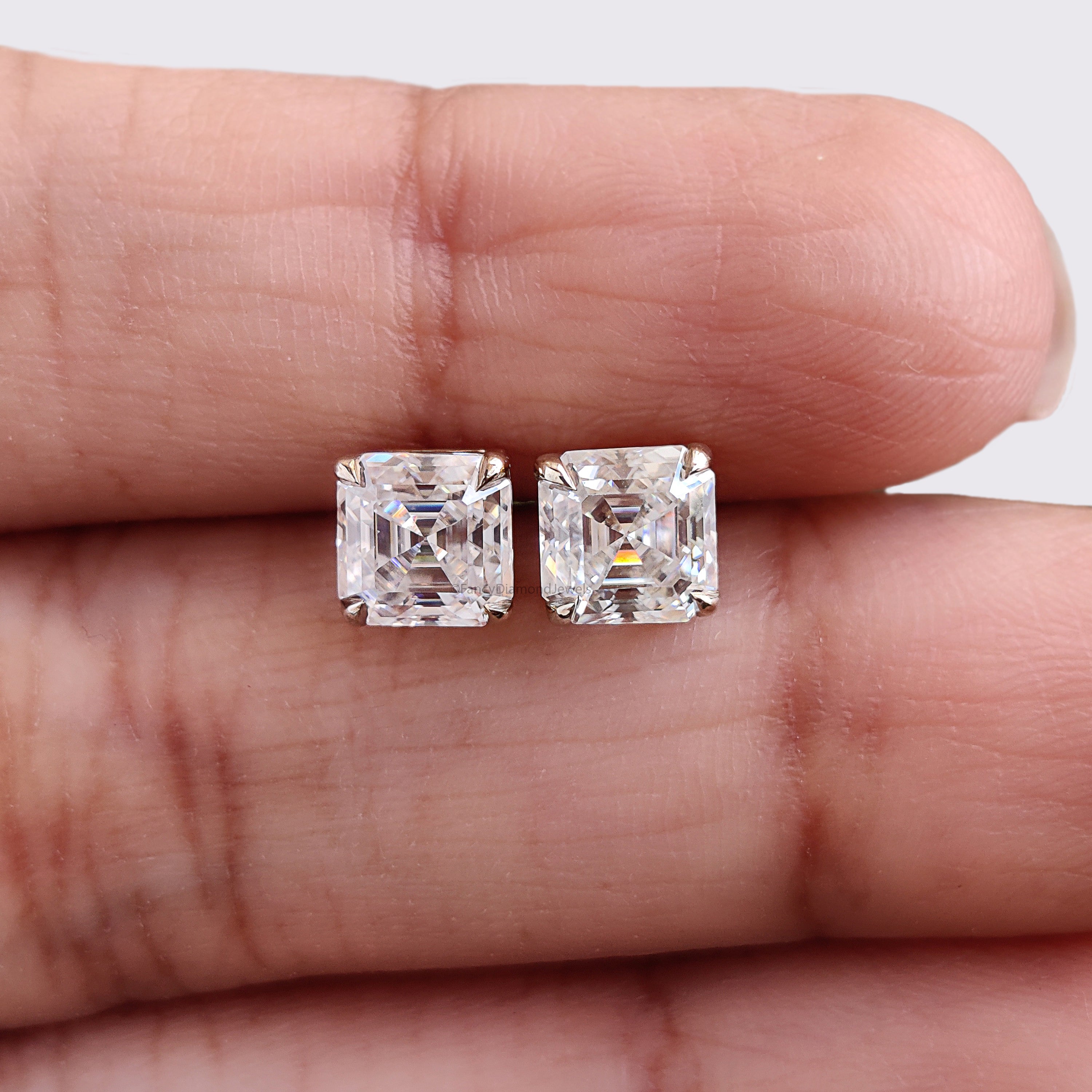 Asscher Cut Lab Grown Diamond Earrings Asscher Diamond Stud Earrings Screw Back Earrings Asscher Diamond Wedding Earrings Gift for Her FD479