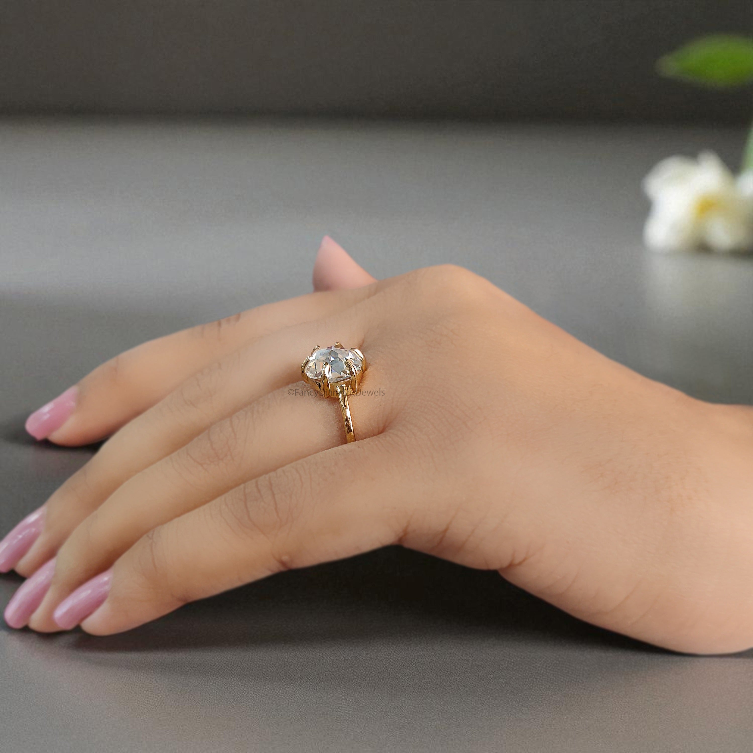 2.65 CT Round Rose Cut Colorless Moissanite Pointed Prong Simple Solitaire Engagement Ring Wedding Ring Anniversary Ring Bridal Ring FD28