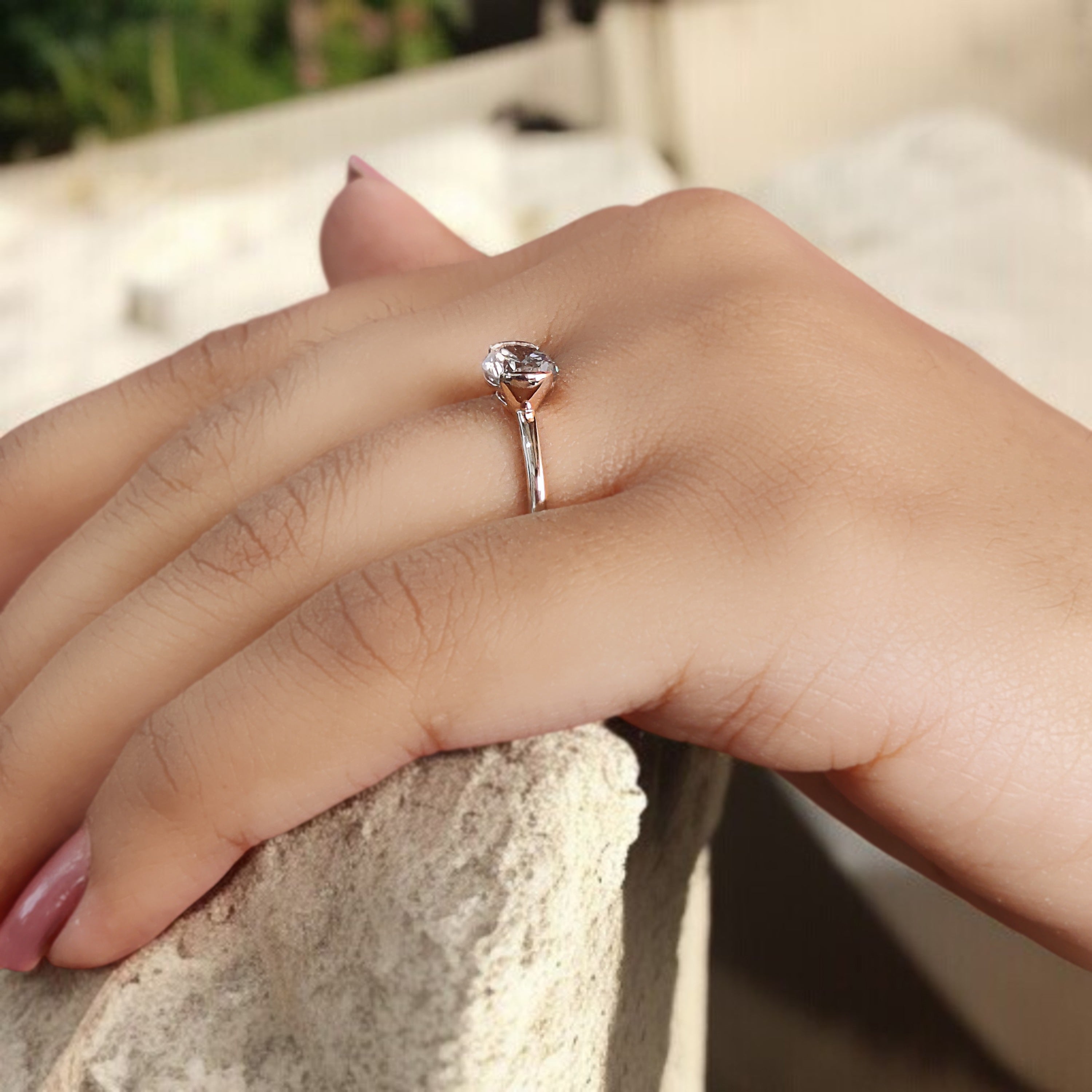 Round White-G Color Diamond Ring 1.02 Ct 6.06 MM Round Shape Diamond Wedding Ring Half Bezel Set Ring Engagement Ring Gift For Her KDL2641