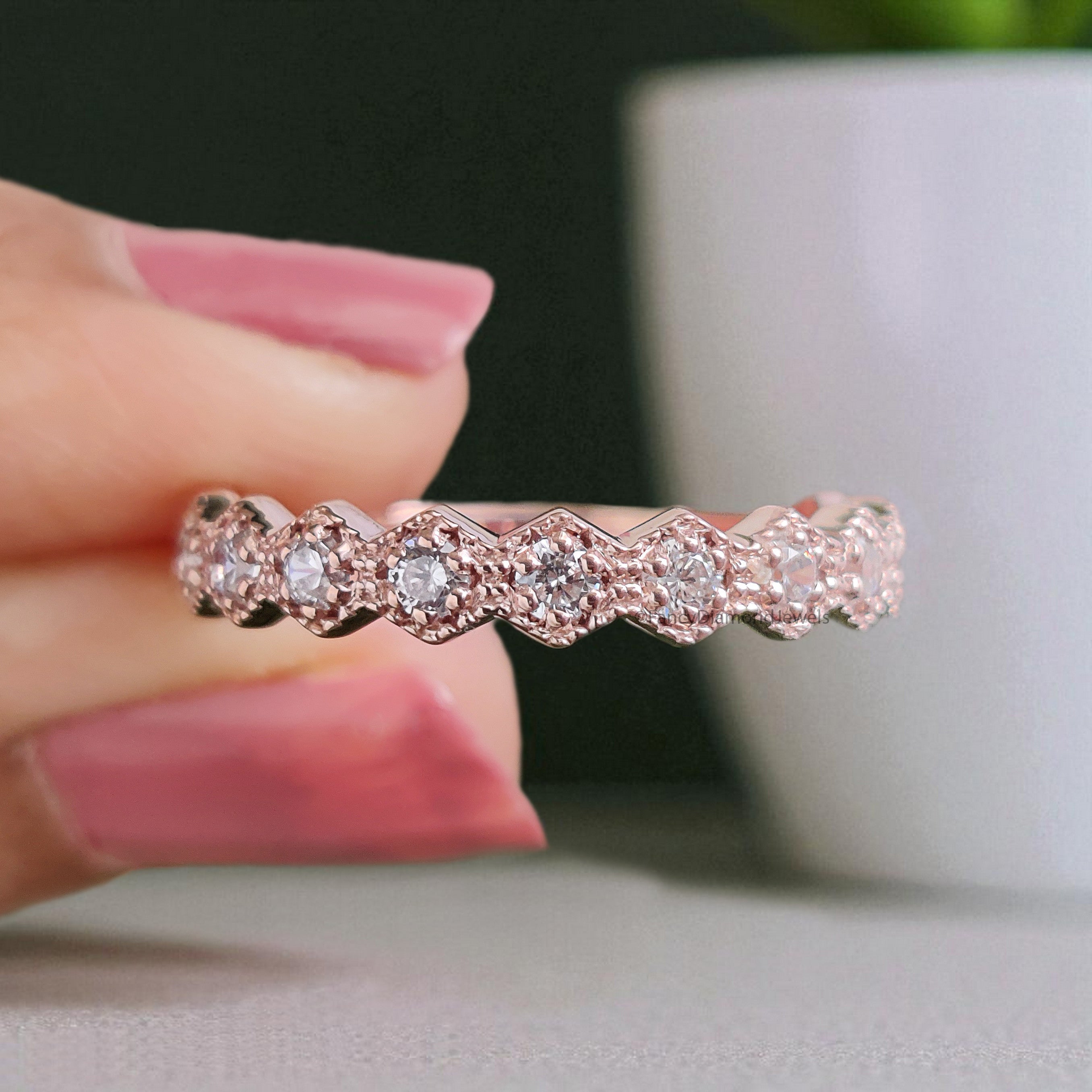Classic Crown Ring 2.00 MM Diamond Wedding Band Half Eternity Minimalist Ring stacking dainty matching anniversary ring Gift For Her KD891