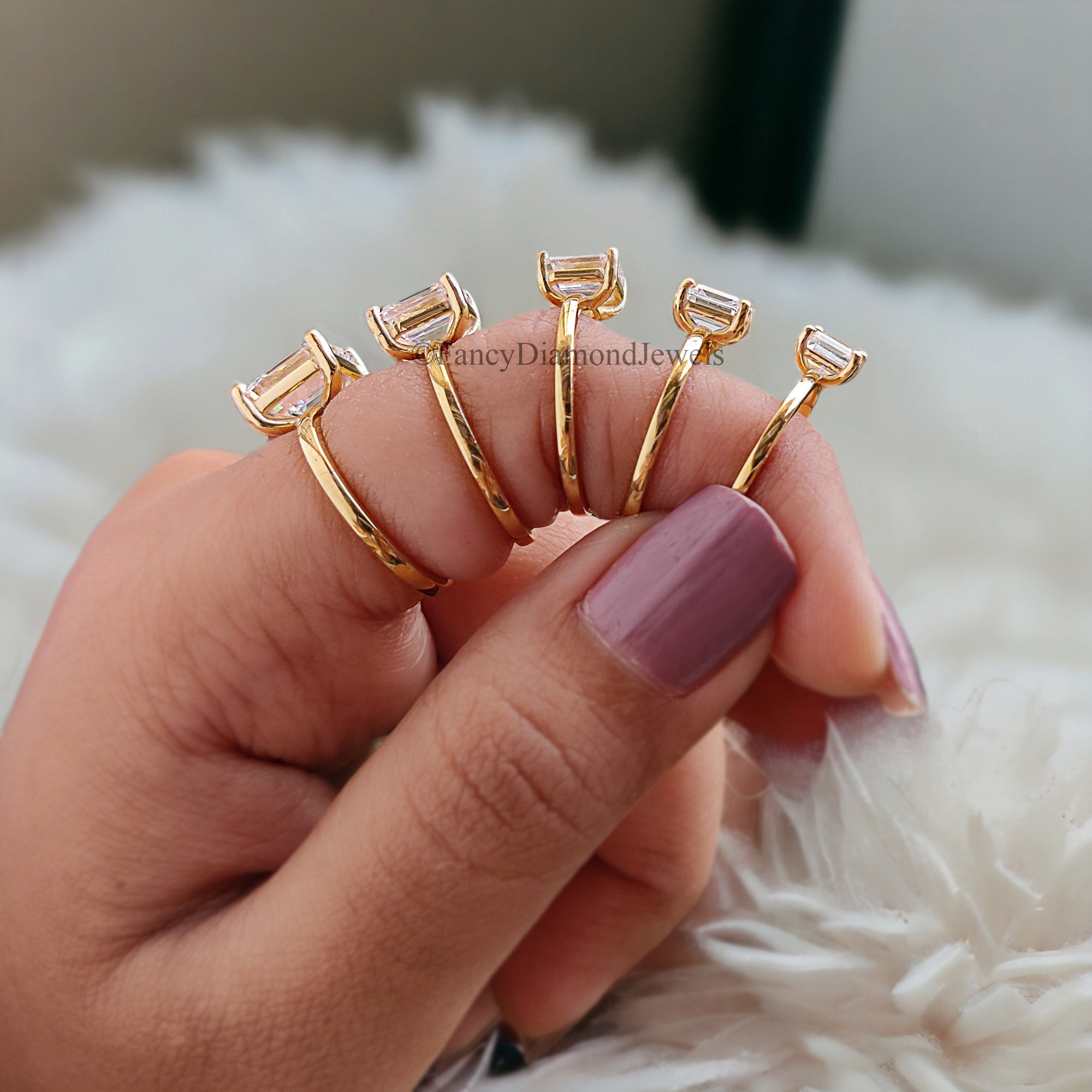 Asscher Cut engagement ring 5mm 6mm 7mm 8mm 9mm stone ring Silver Promise ring Asscher Cut Diamond ring Solitaire ring Gift for her FD279