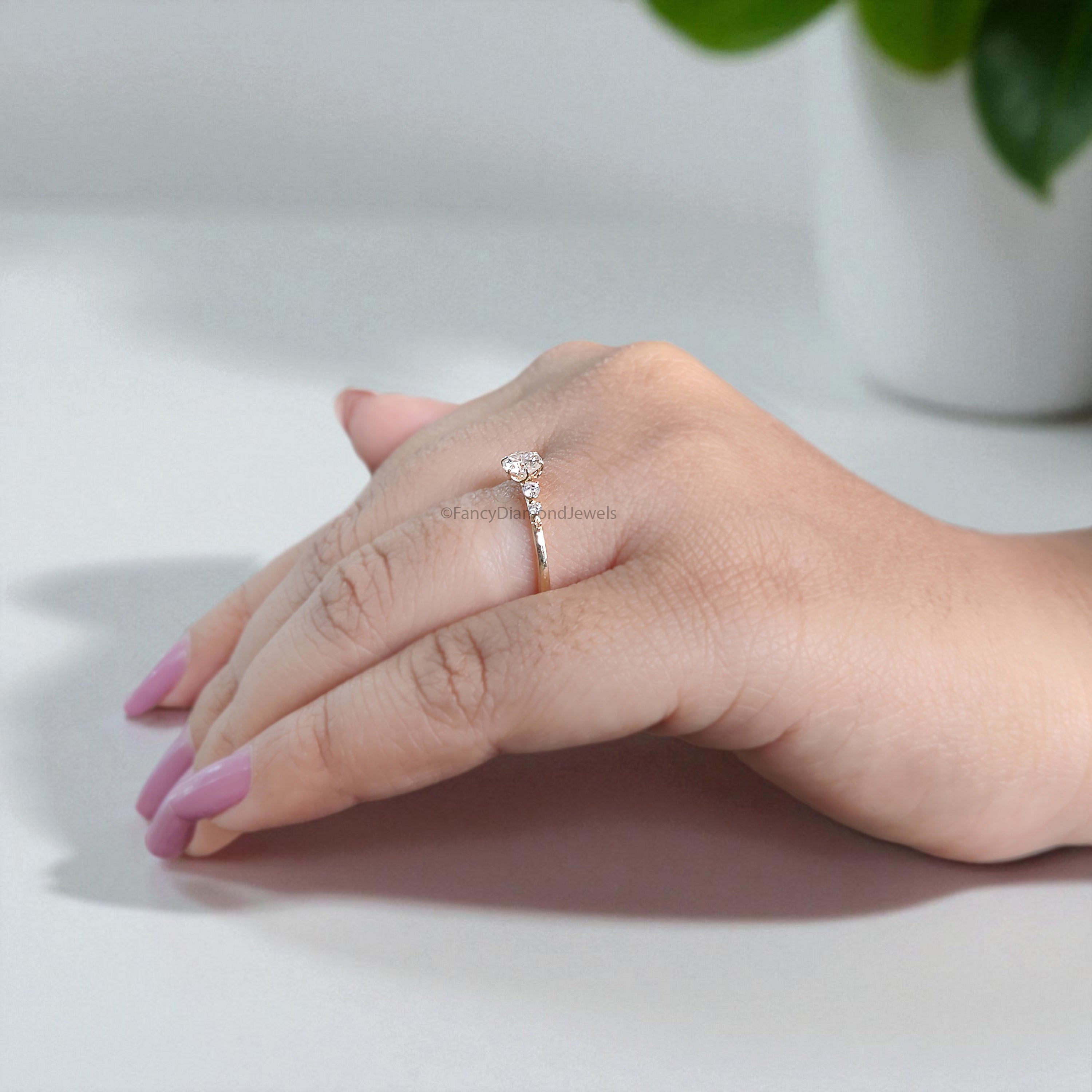 0.35 CT Round Lab Grown Diamond Promise Ring Round Diamond Set in Claw Prongs Ring Multi Diamond Engagement Ring for Women FD456