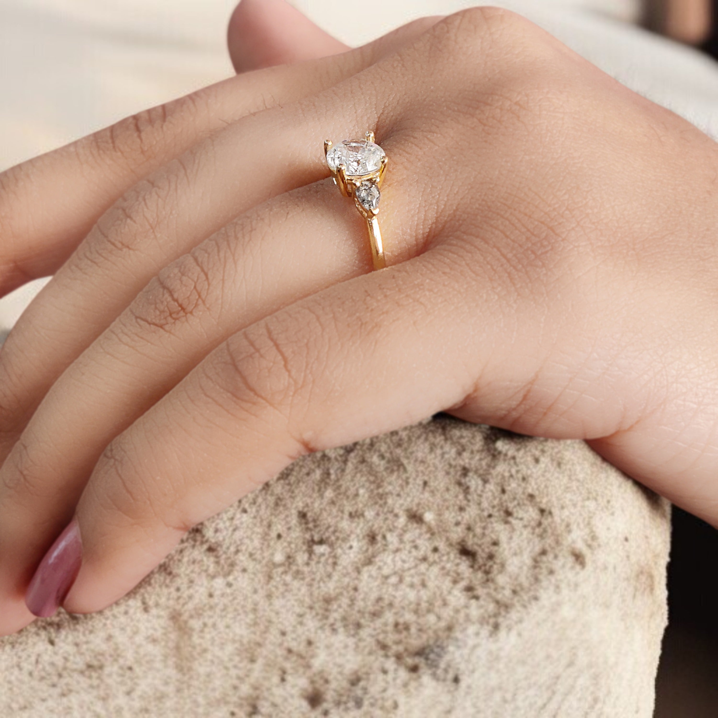 Round White-H Color Diamond Ring 1.00 Ct 6.40 MM Round Shape Diamond Wedding Ring Three Stone Ring Engagement Ring Gift For Her KDL2664