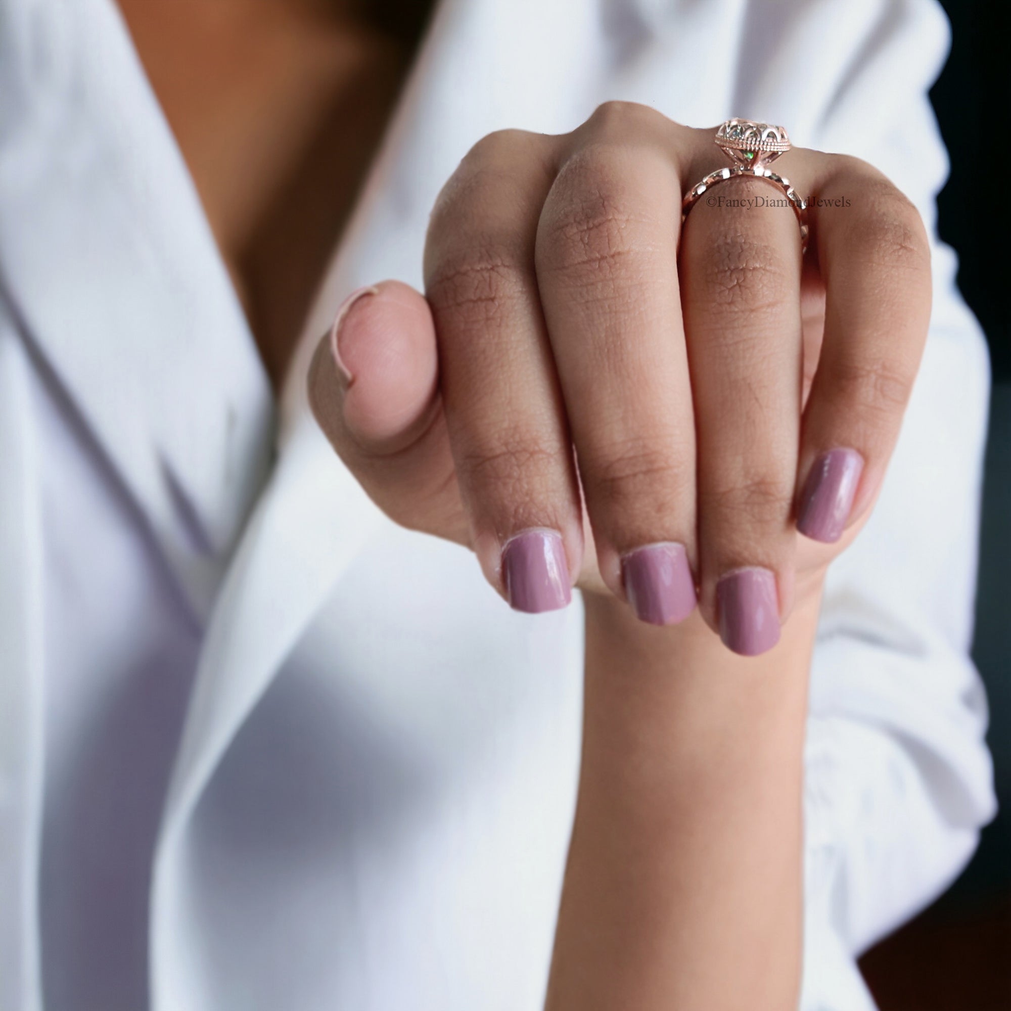 Round Cut Blue Moissanite Engagement Wedding Ring 14K Solid Gold Anniversary Ring Proposal Bezel Ring Authentic Moissanite Ring FD268