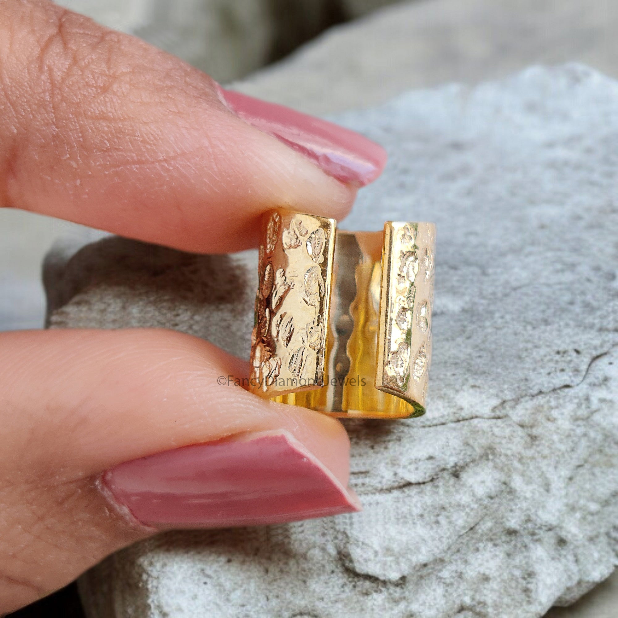 12mm Hammered Sterling Silver Ear Cuff Hammered Sterling Silver Ear Cuff Wide Ear Cuff Yellow Gold Ear Wrap Cuff FD348