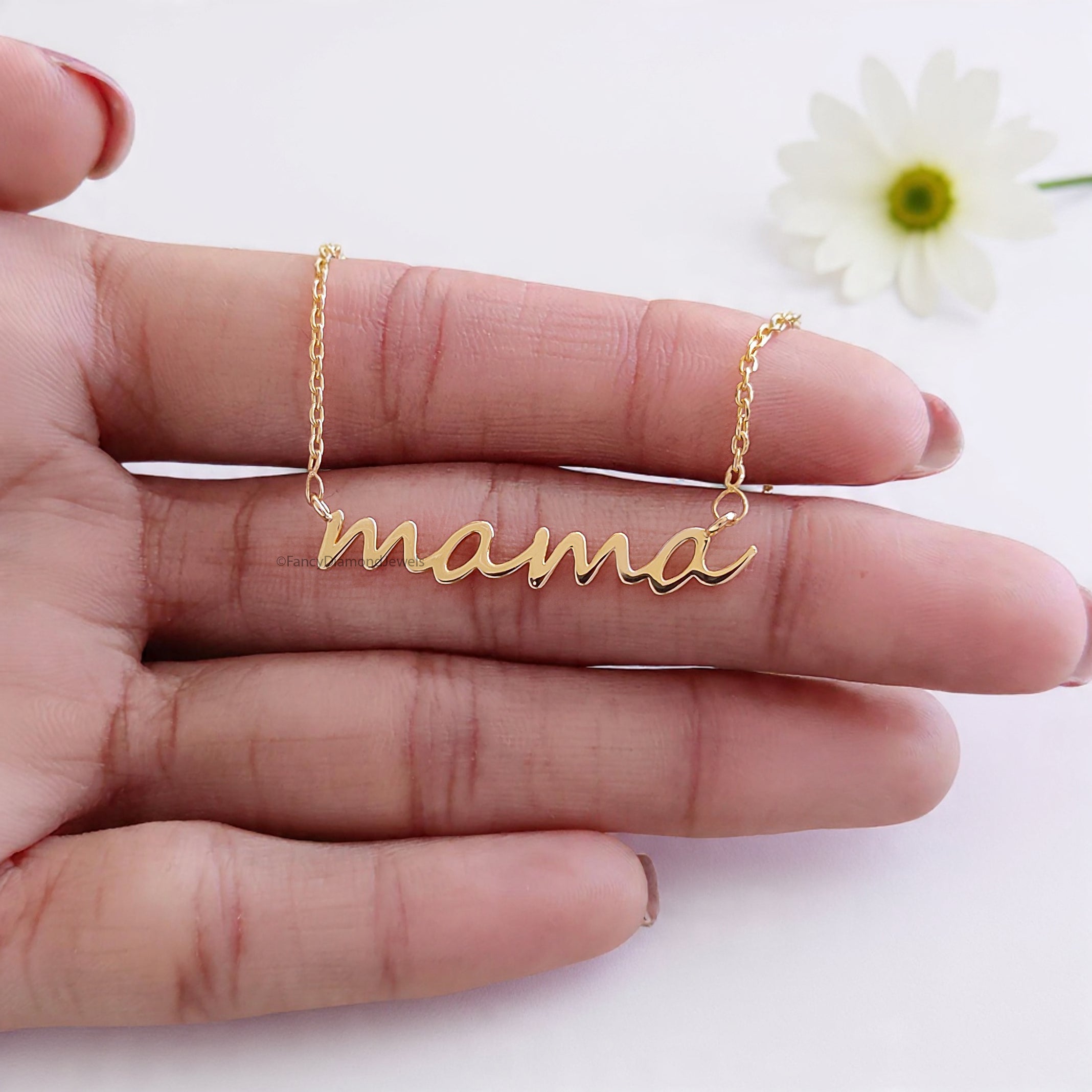 Mom Gift jewelry Tiny Mama Necklace Yellow Silver handmade jewelry Mothers Necklace Perfect Gifts for Mom Necklace With Chain FD538