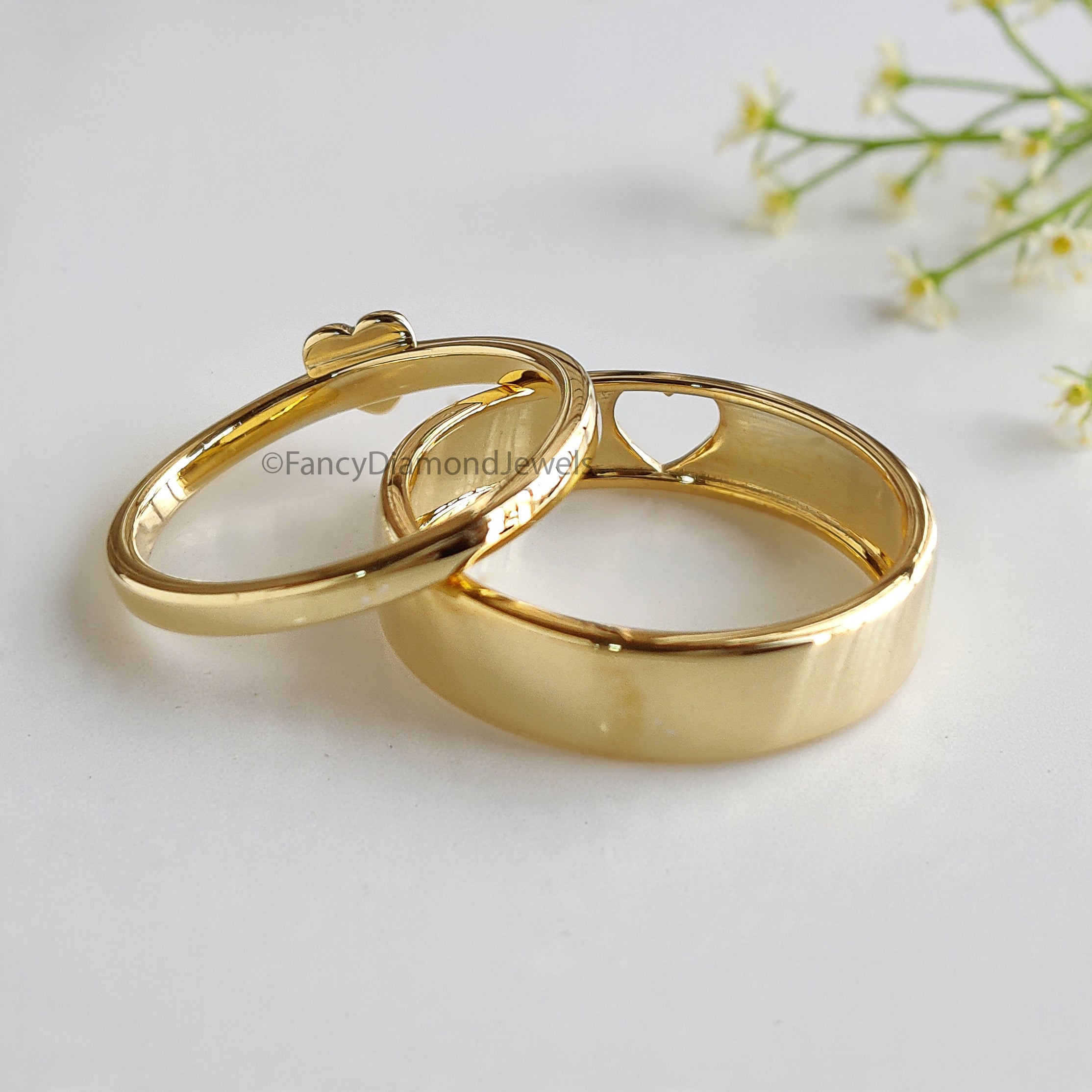 Matching His and Hers Heart Couple Band Set Silver Promise Bands For Couples Wedding Bands Simple Wedding matching anniversary Band FD521