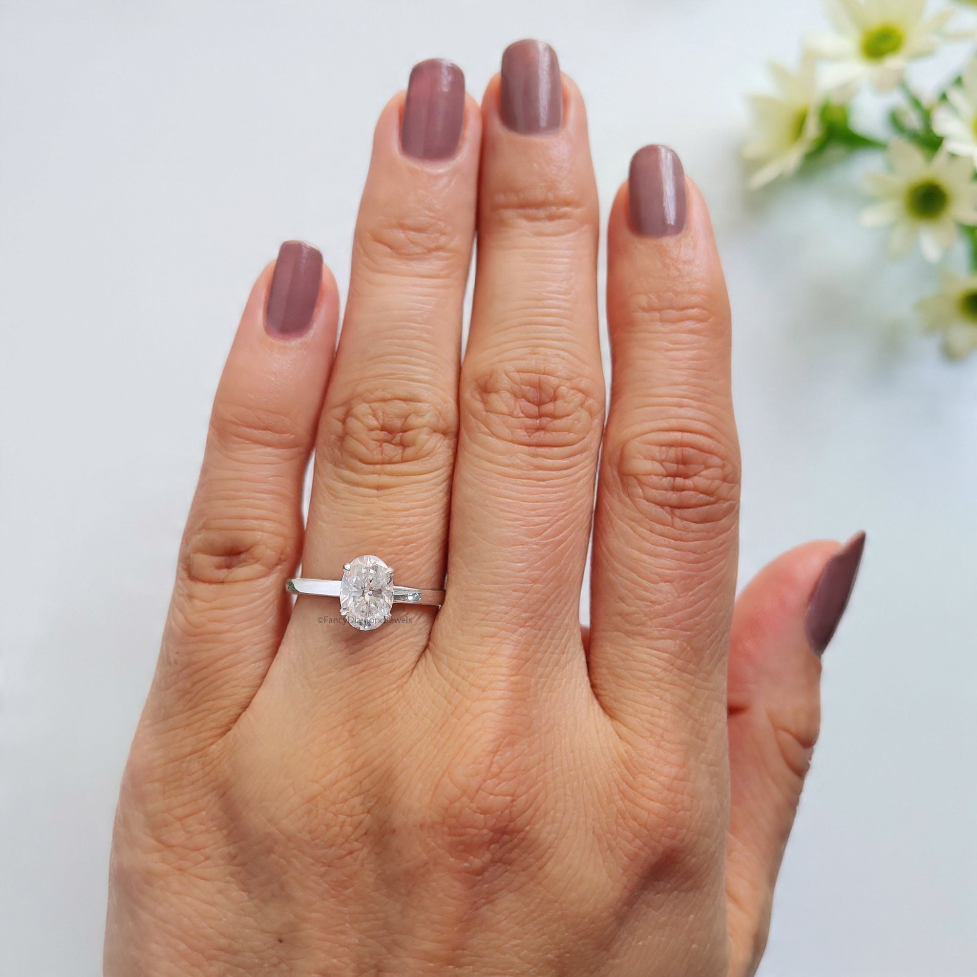 Beautiful Oval Shape Moissanite Ring White Gold 10k/14k/18k 1.00 CT Oval Cut Ring Oval Wedding Engagement Ring Oval Colorless Ring FD19
