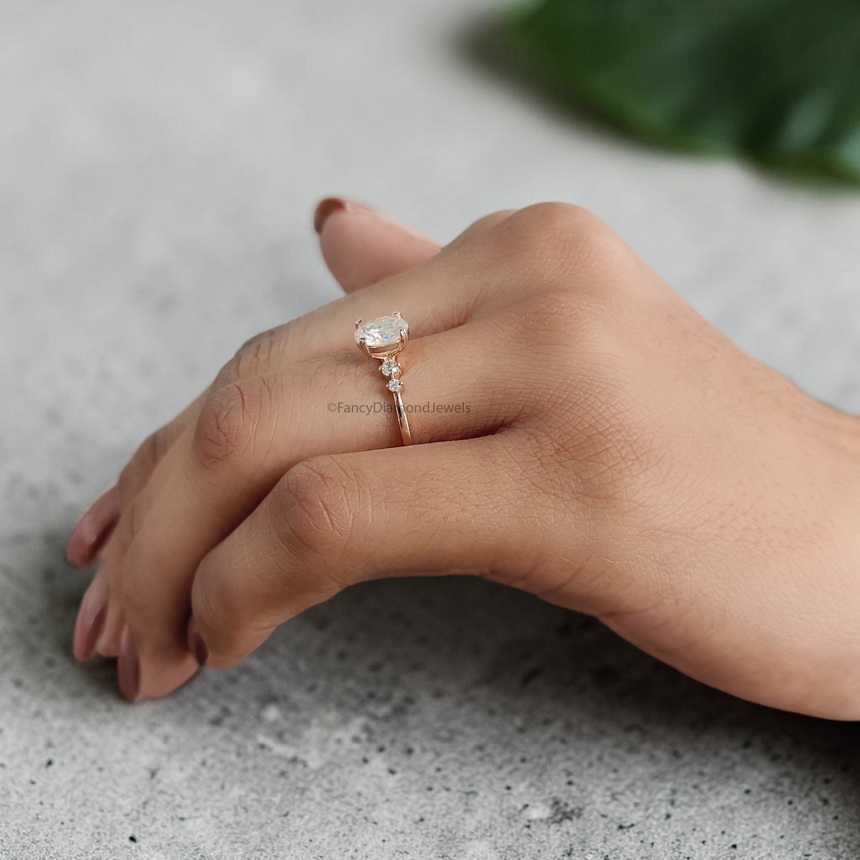 Dainty Engagement Ring 7 MM Round Cut Moissanite Ring 14K Rose Gold Ring Prong Set Ring Stack Ring Promise Bridal Ring Ring For Women FD105