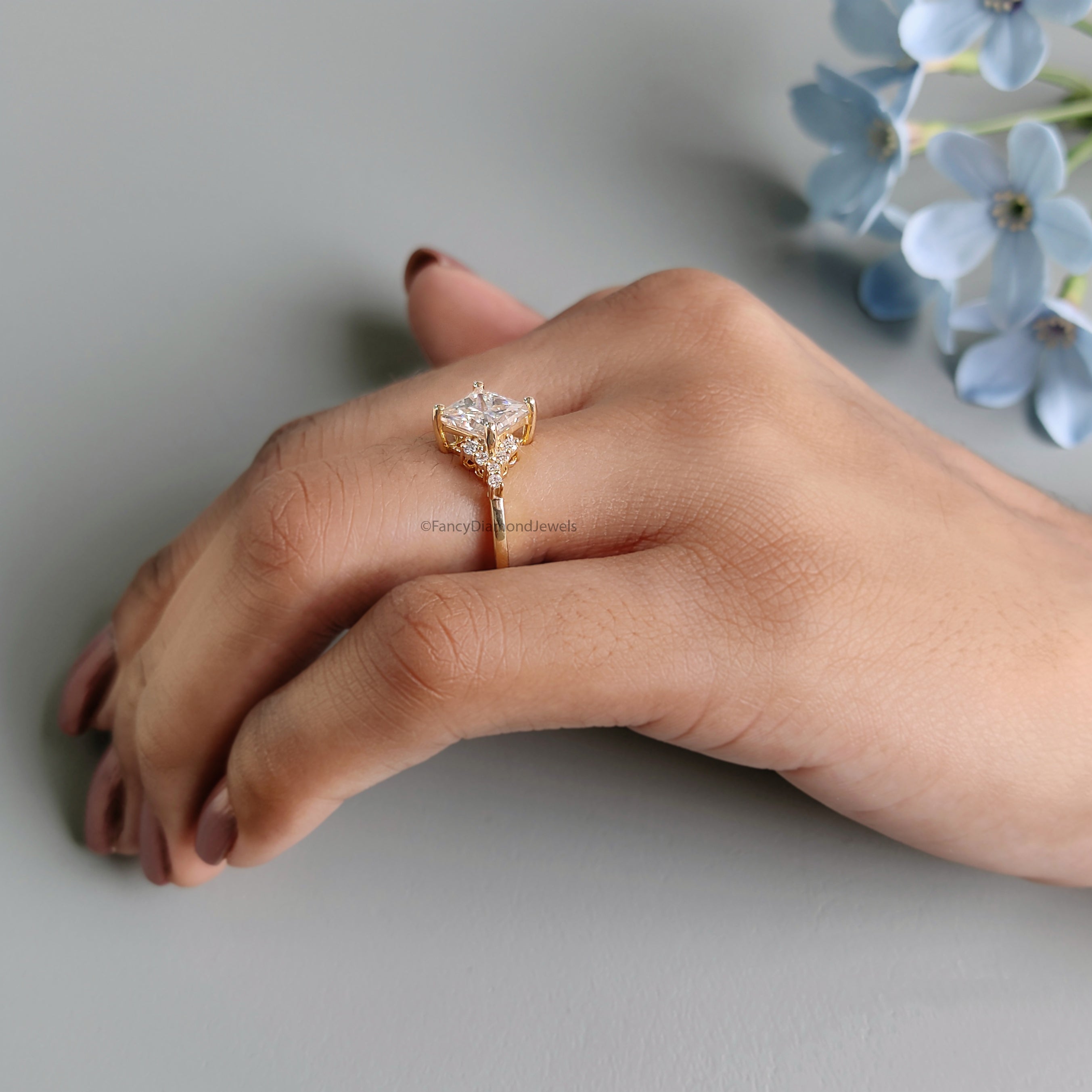 1.70 CT Princess Cut Lab Grown Diamond Engagement Ring Princess Diamond With Prong Setting Ring Wedding Ring Princess Ring for Her FD468