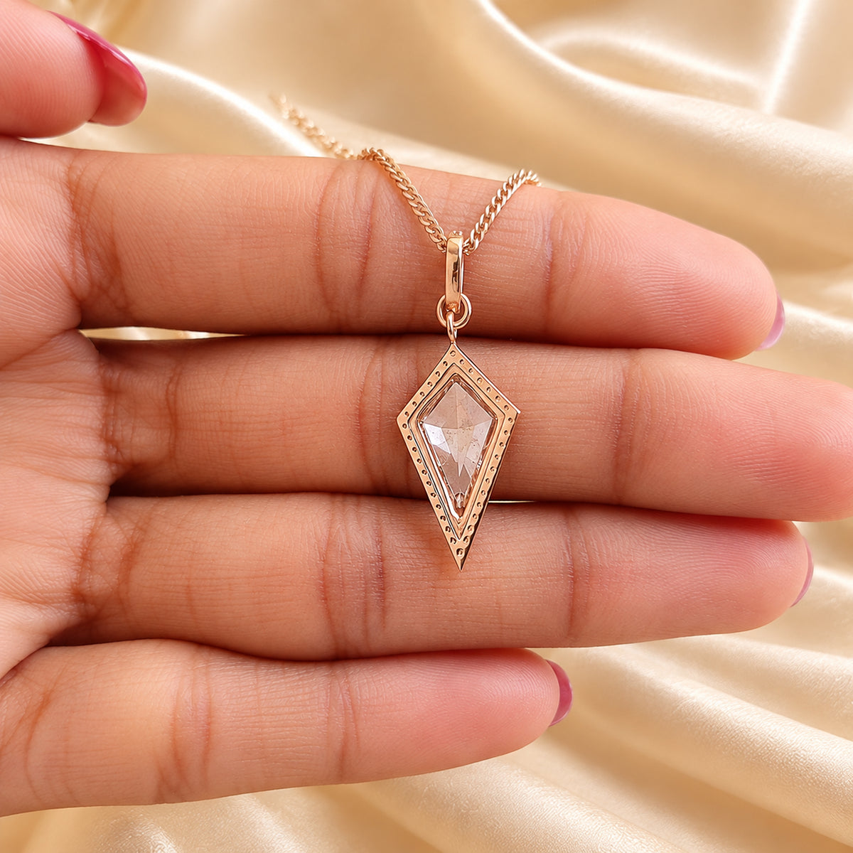 Kite Lab Grown Necklace, 14K Gold Salt And Pepper Diamond Pendant, Dainty Kite Necklace, Elegant Pendant Jewelry Bridal Gift for Her KDL3579