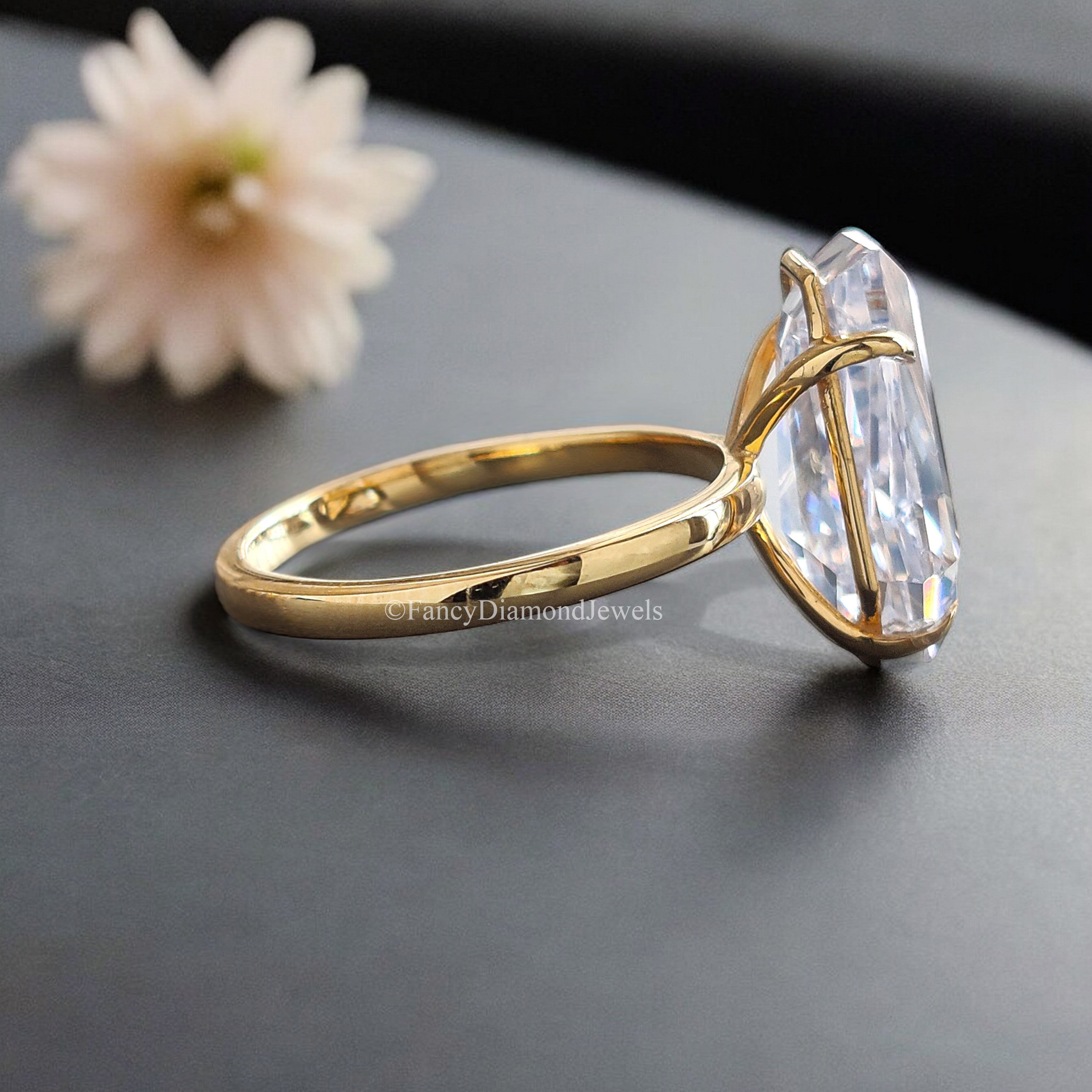 Coffin Cut engagement ring 14mm 13mm 12mm 11mm 10mm 9mm stone ring Silver ring Diamond ring Simulant ring Solitaire ring Gift for her FD216