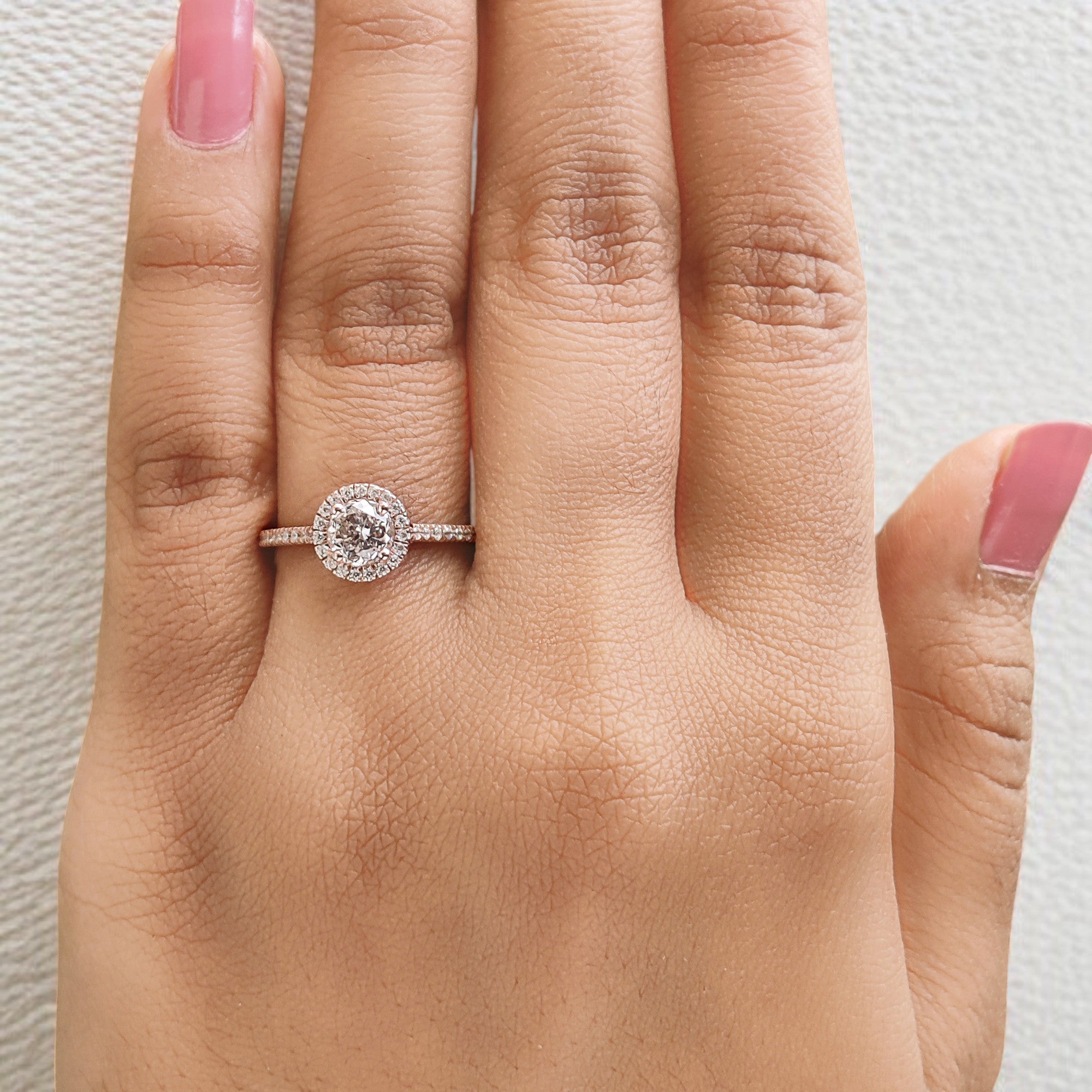 Round Cut Salt And Pepper Diamond Ring 0.67 Ct 5.16 MM Round Diamond Ring 14K Solid Rose Gold Silver Engagement Ring Gift For Her QL2654