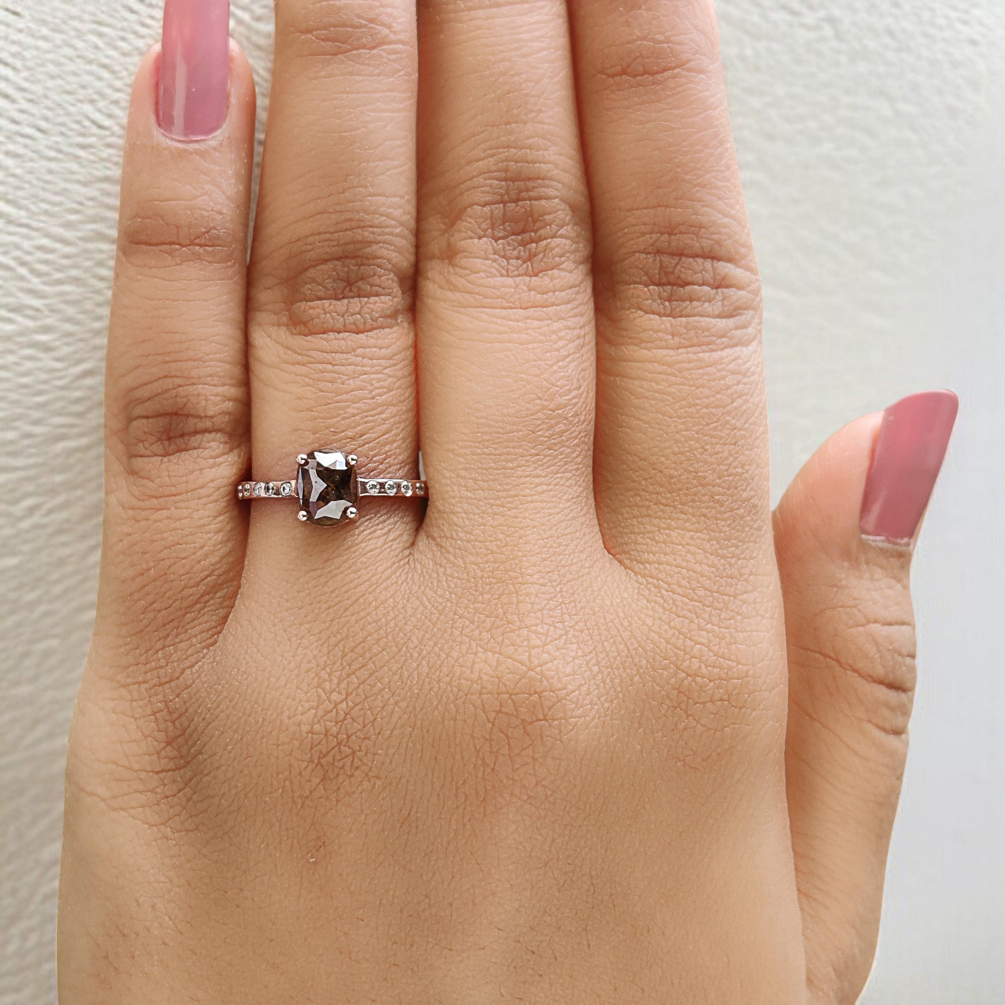 Oval Cut Brown Color Diamond Ring 1.18 Ct 7.11 MM Oval Shape Diamond Ring 14K Solid Rose Gold Silver Engagement Ring Gift For Her QL2867