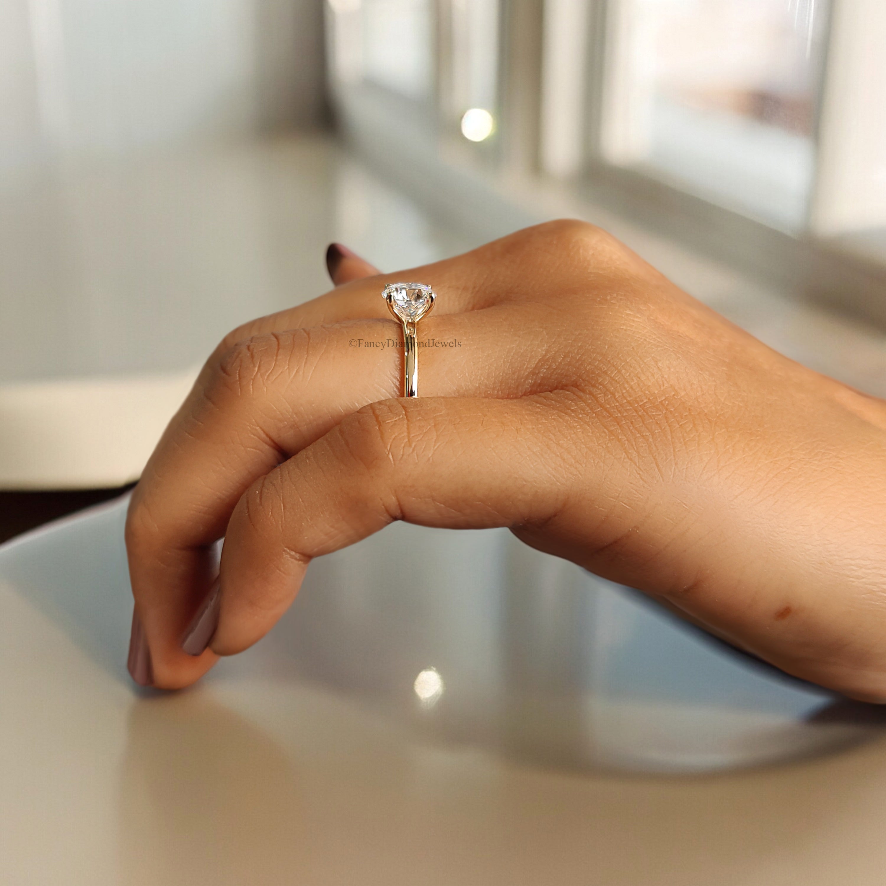 1.00 CT Round Brilliant Cut Lab Grown Engagement Ring Round Cut Moissanite Ring Prong Set Wedding Ring Anniversary Gift Ring For Her FD194