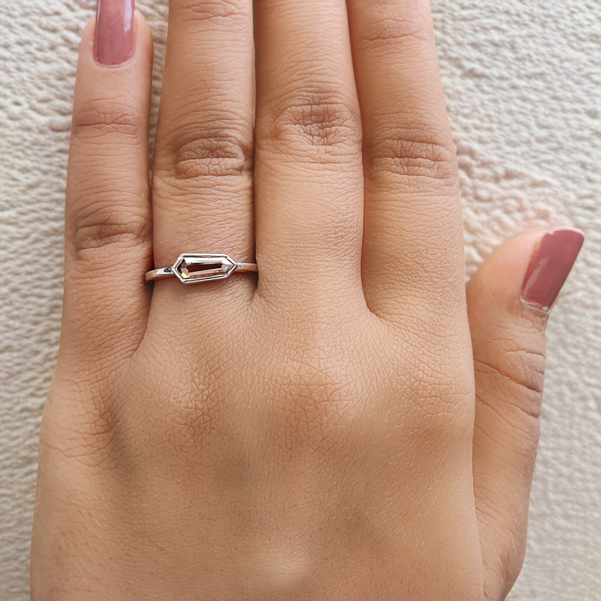 Shield Brown Color Diamond Ring 0.50 Ct 9.10 MM Shield Cut Diamond Ring 14K Solid White Gold Silver Engagement Ring Gift For Her QL1613